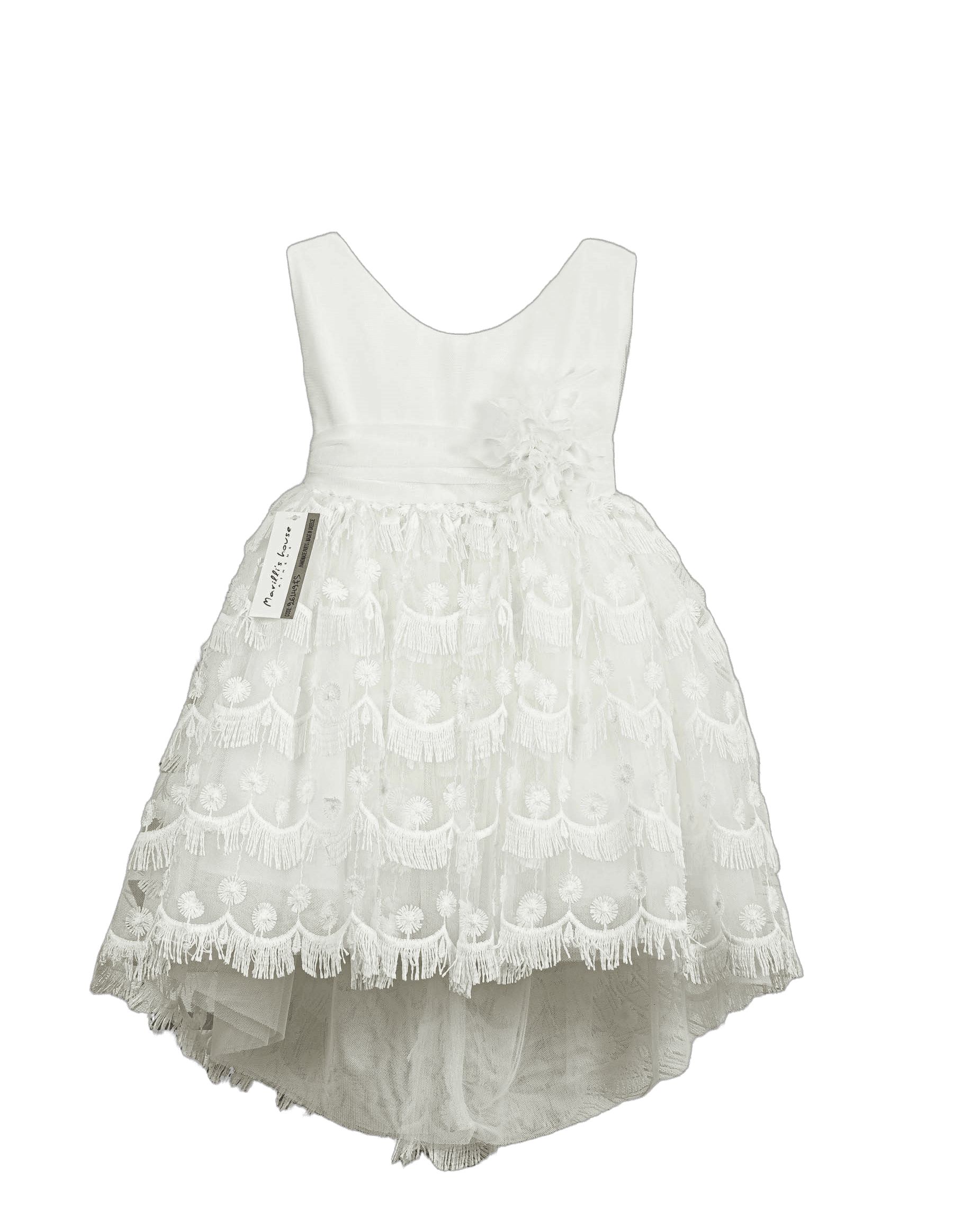 Βαπτιστικό Φόρεμα Κρόσσια Ασύμμετρο - Λευκό