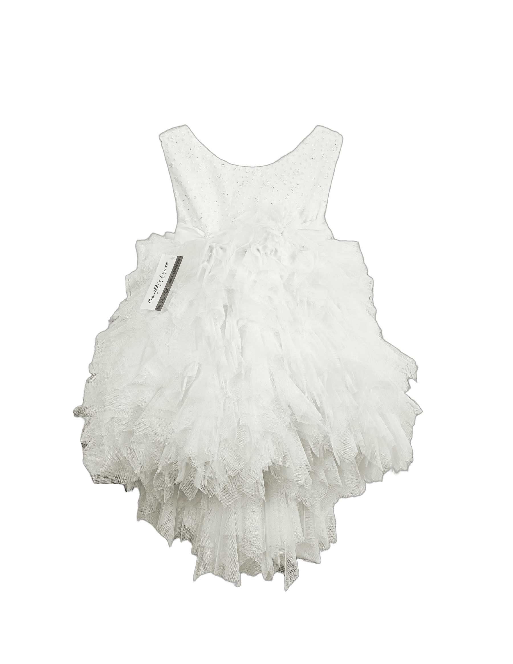 Βαπτιστικό Φόρεμα Βολάν High-Low - Λευκό