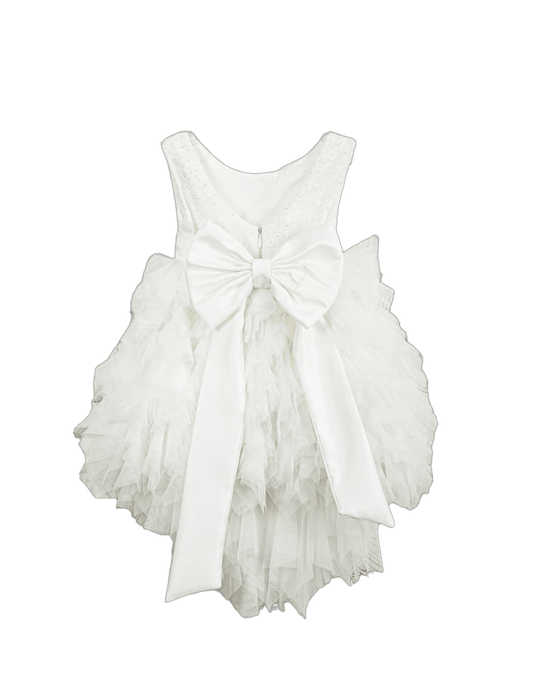 Βαπτιστικό Φόρεμα Βολάν High-Low - Λευκό - 2
