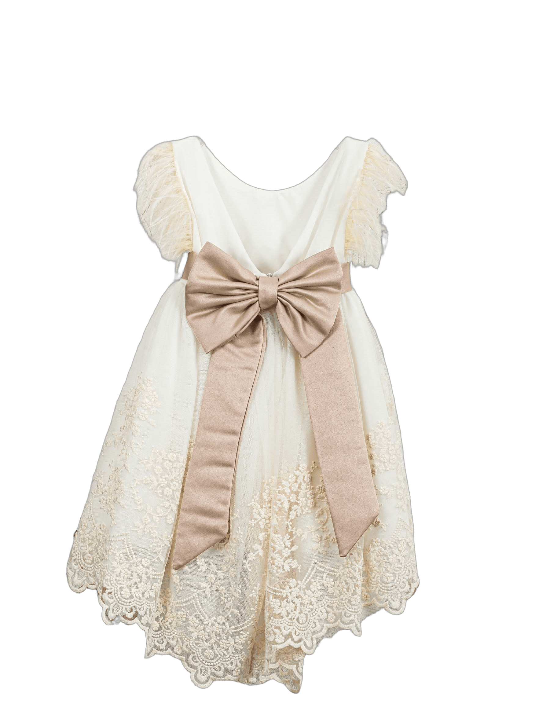 Βαπτιστικό Φόρεμα Ασύμμετρο Δαντέλα - Εκρού - 2