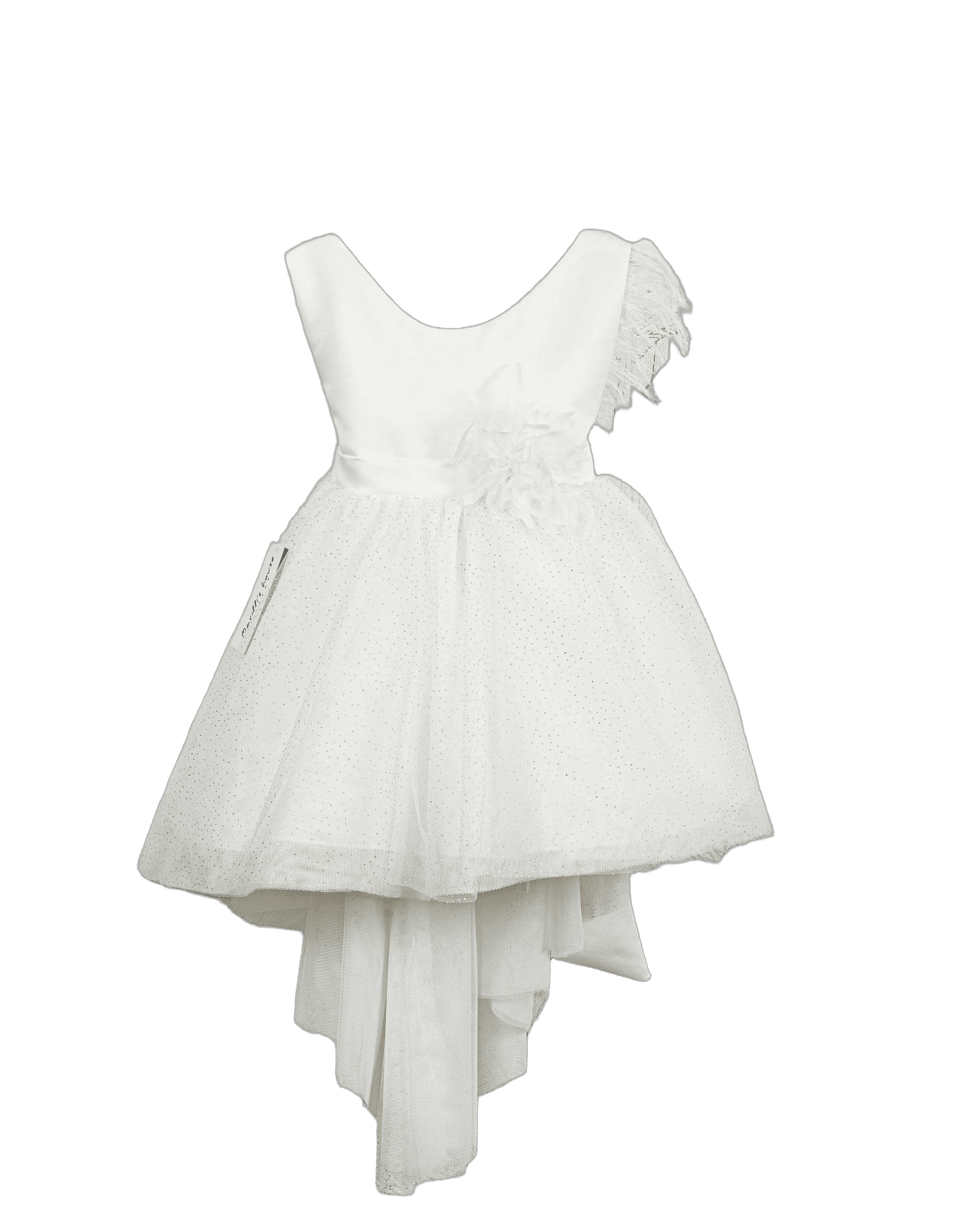 Βαπτιστικό Φόρεμα Glitter High-Low - Λευκό Εντυπωσιακό