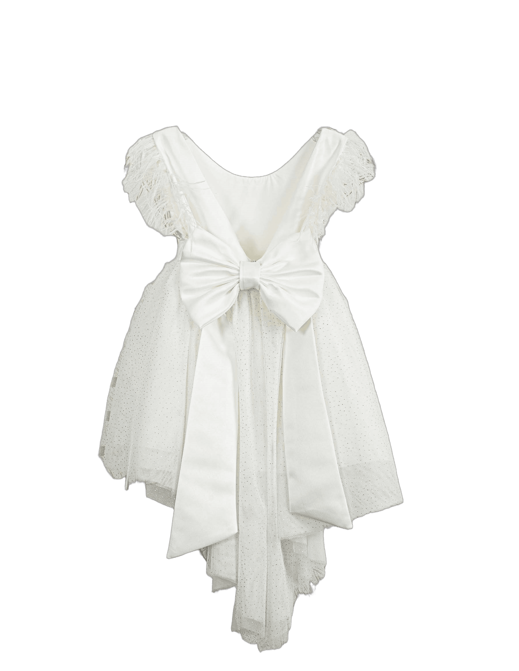 Βαπτιστικό Φόρεμα Glitter High-Low - Λευκό Εντυπωσιακό - 2