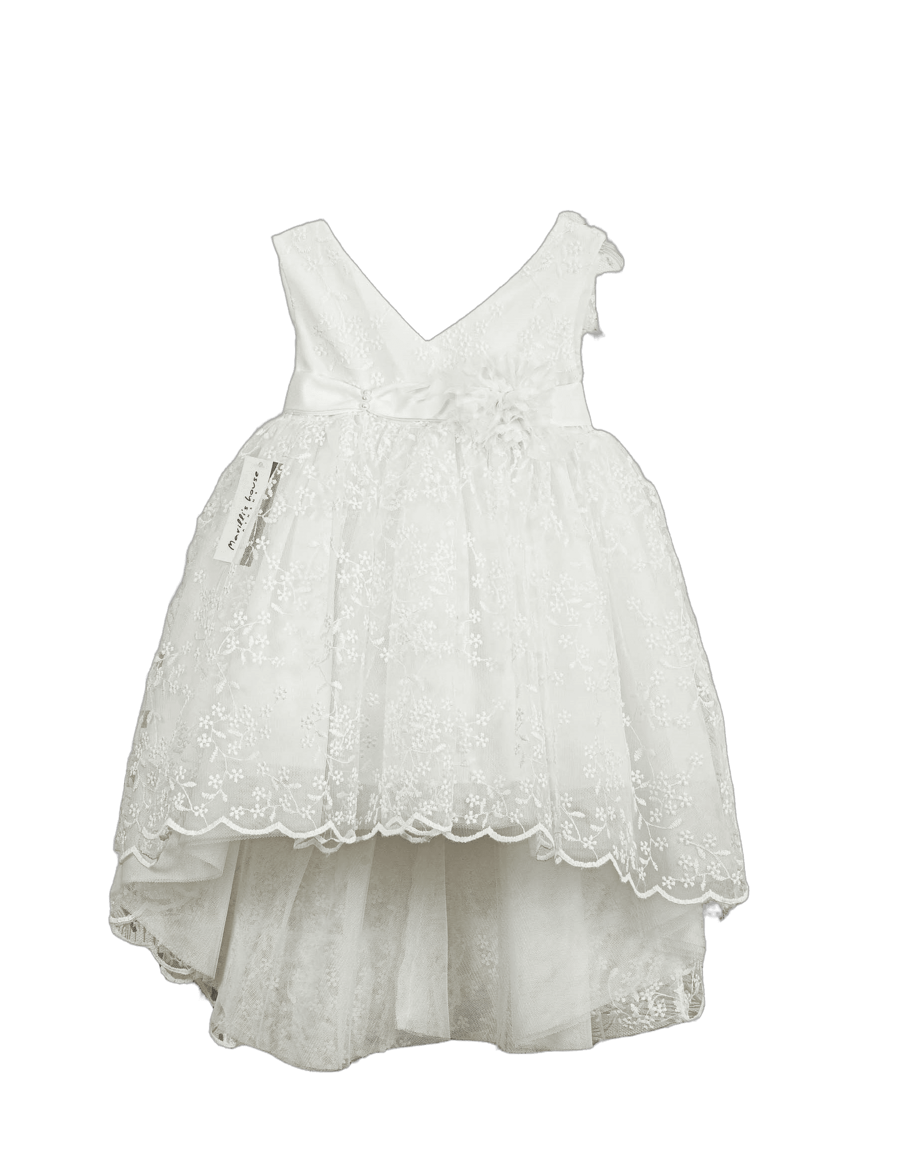 Βαπτιστικό Φόρεμα V-Neck High-Low - Λευκό