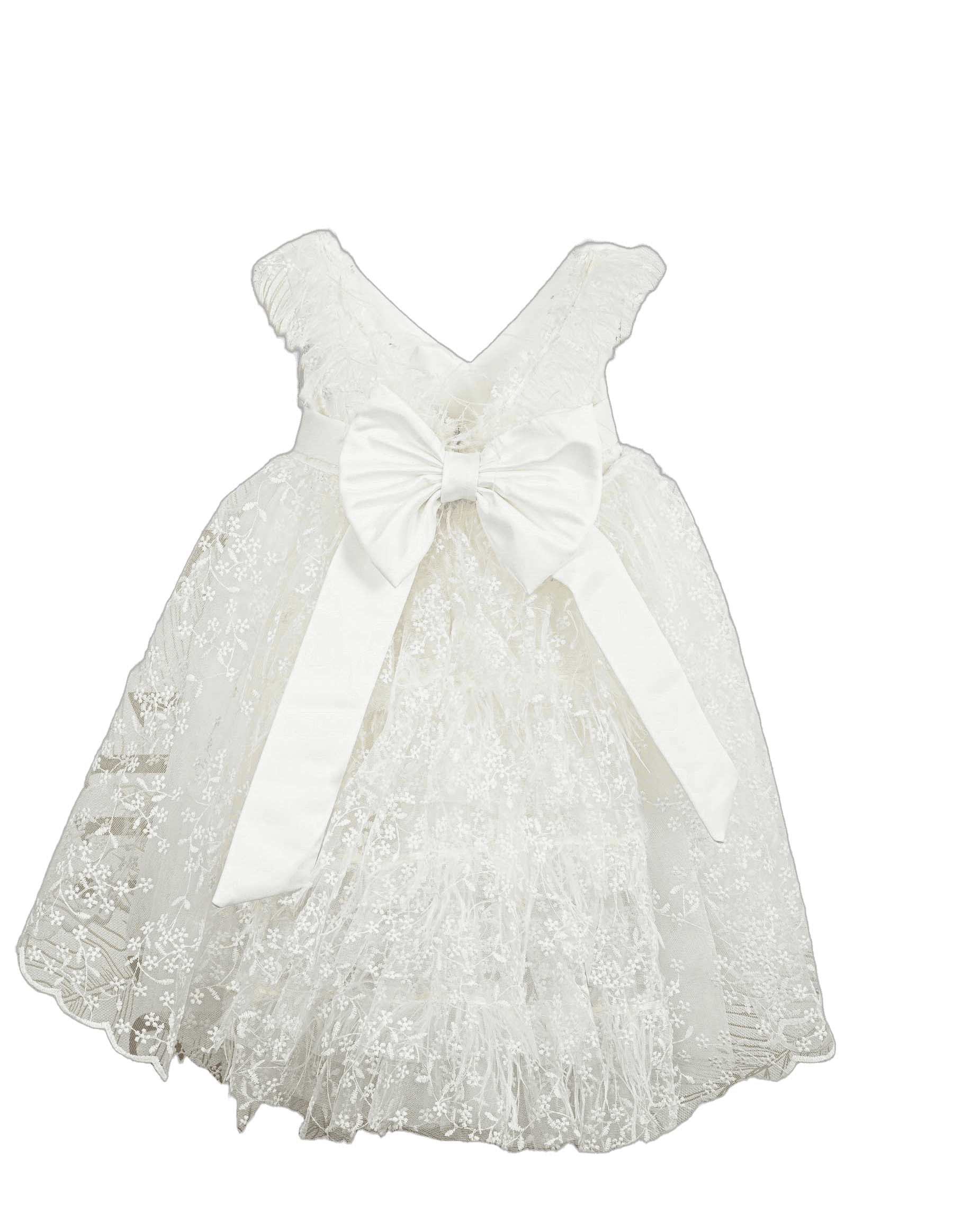 Βαπτιστικό Φόρεμα V-Neck High-Low - Λευκό - 2