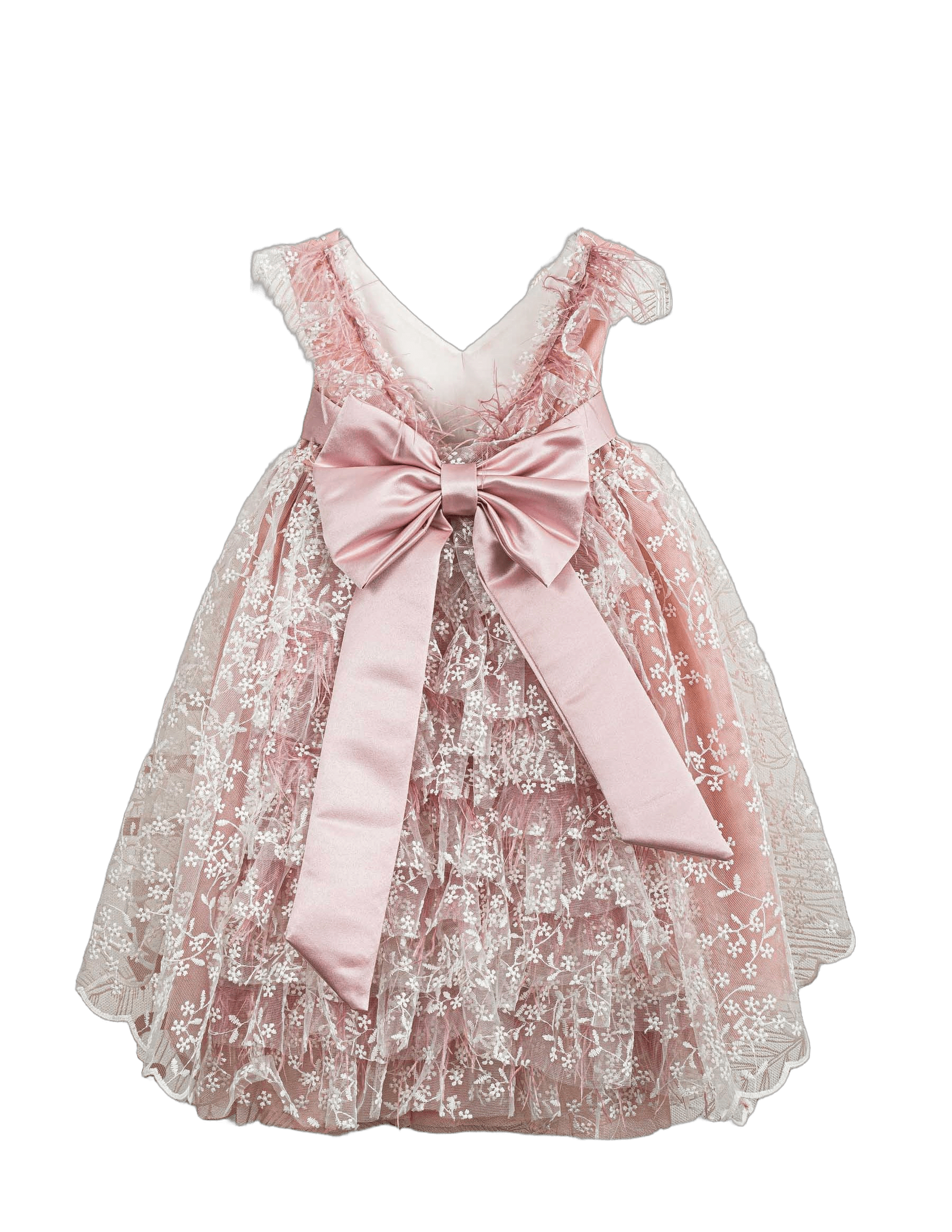 Βαπτιστικό Φόρεμα V-Neck Ασύμμετρο - Ροζ - 2