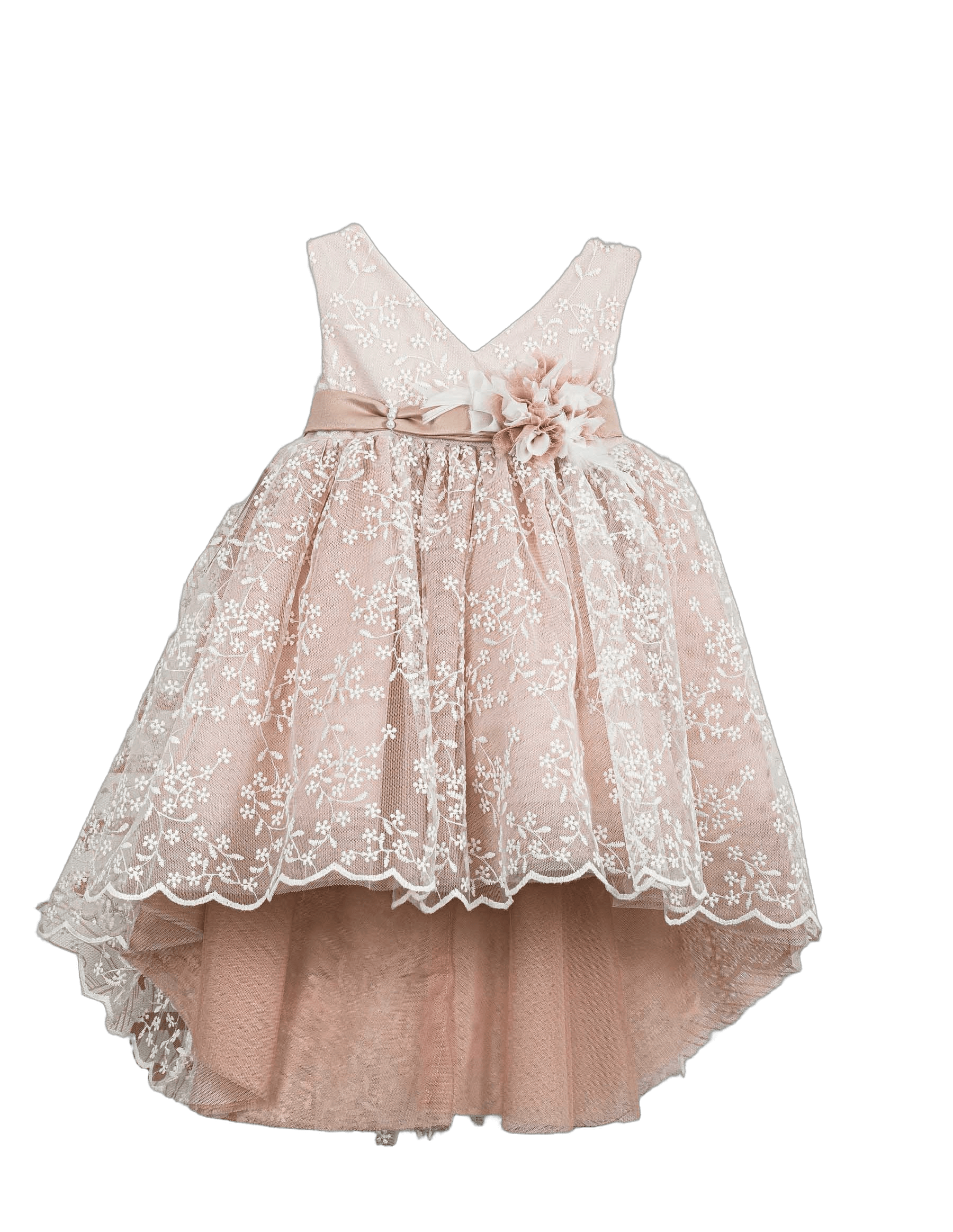 Βαπτιστικό Φόρεμα V-Neck High-Low - Σομόν