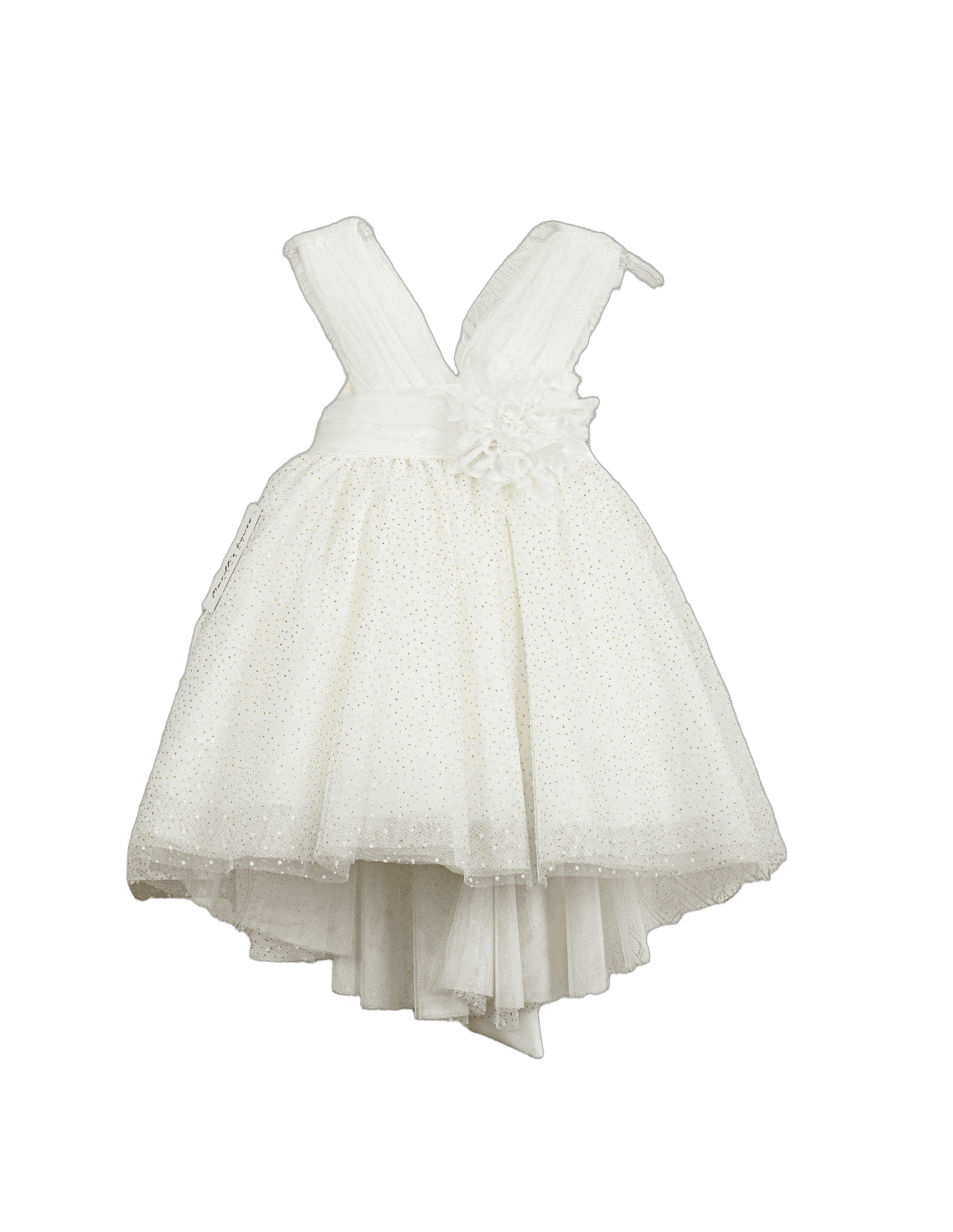 Βαπτιστικό Φόρεμα Glitter Πουά - Λευκό Μοντέρνο