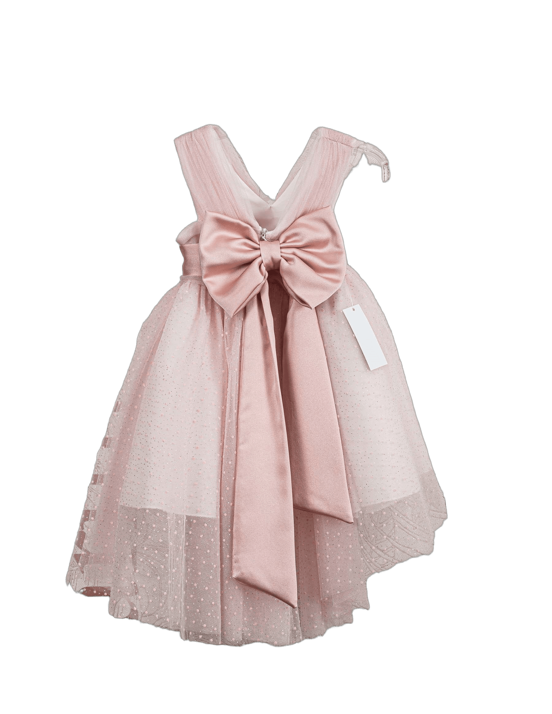 Βαπτιστικό Φόρεμα Πουά V-Neck - Ροζ - 2