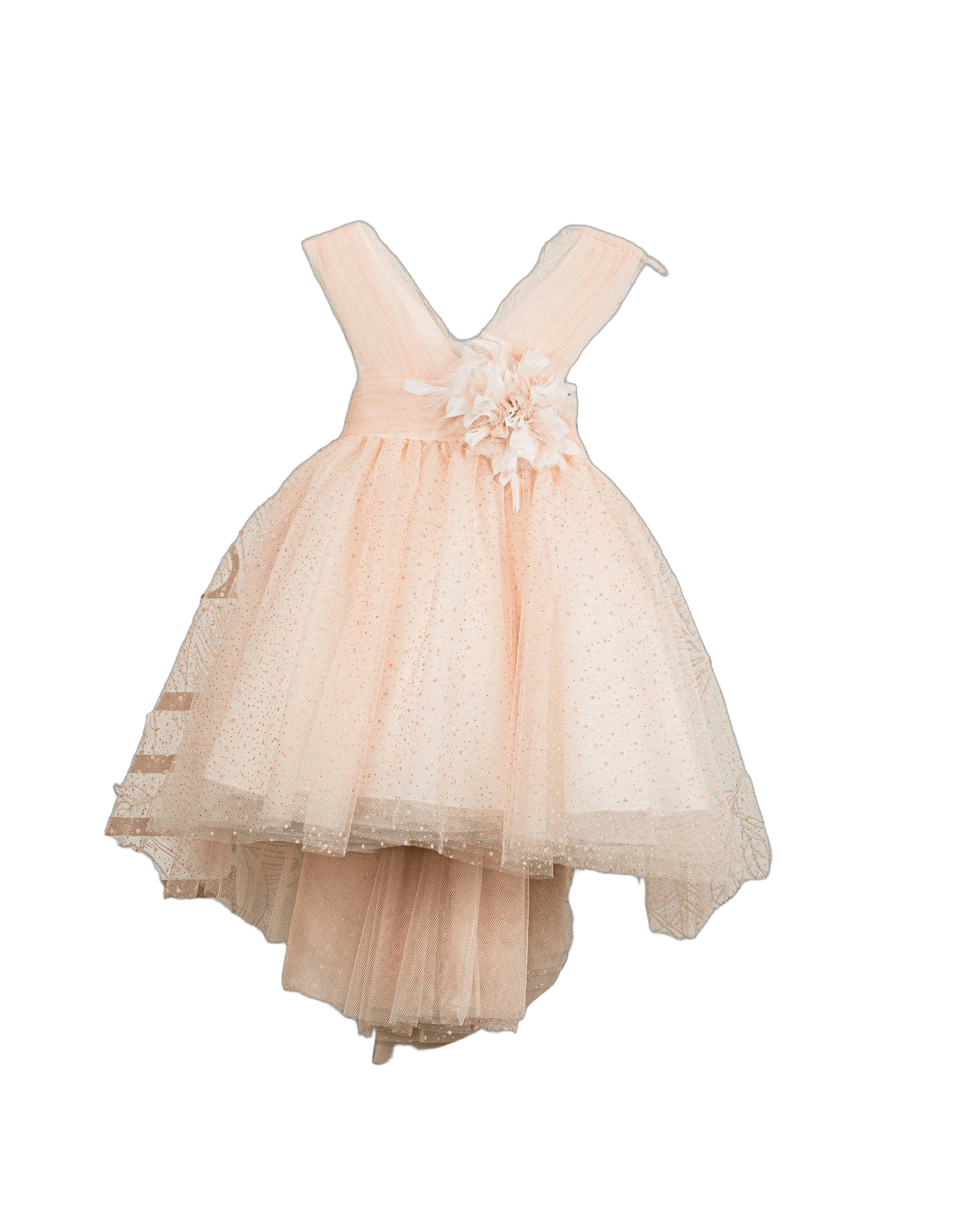 Βαπτιστικό Φόρεμα V-Neck Ασύμμετρο - Σομόν