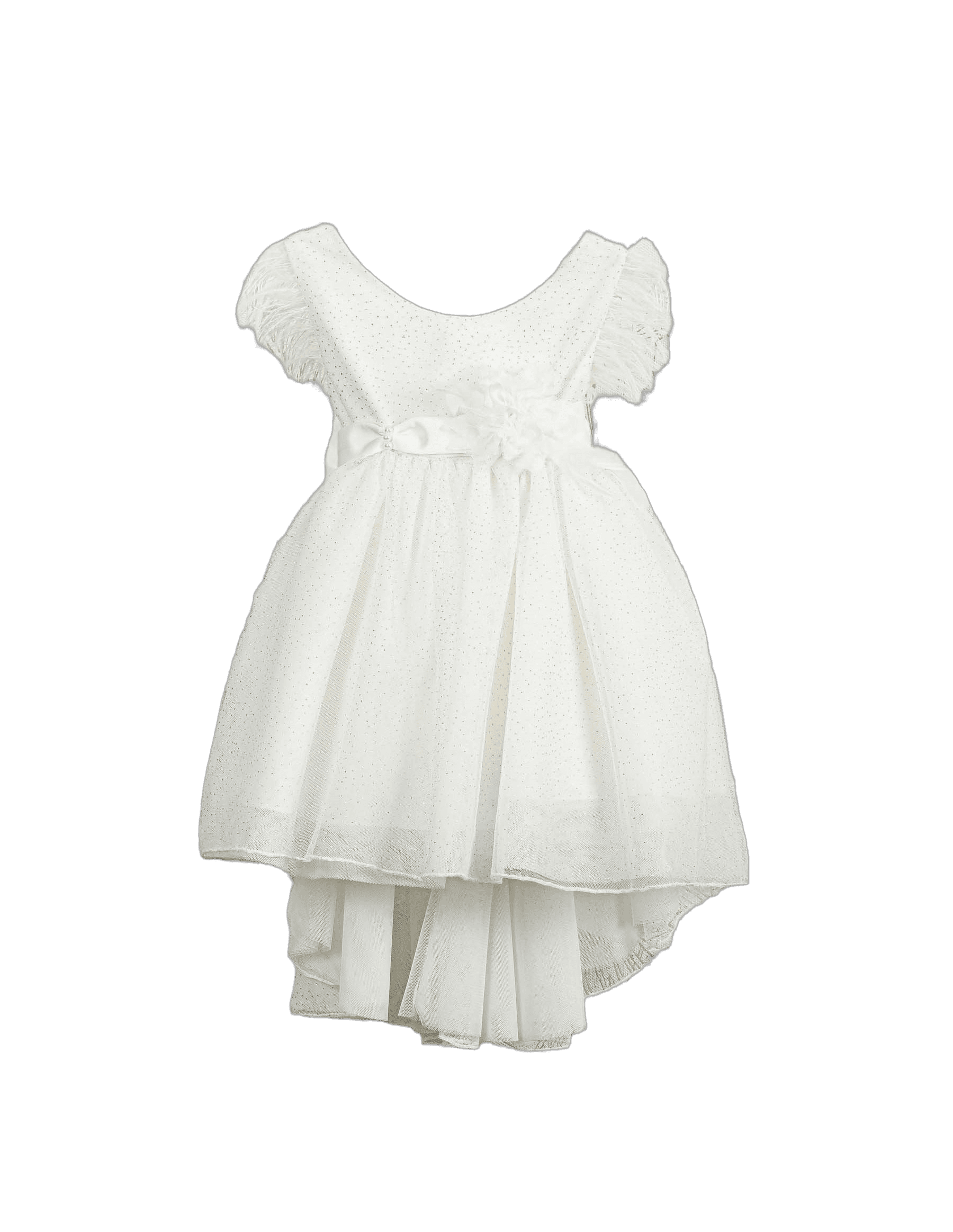 Βαπτιστικό Φόρεμα Glitter High-Low - Λευκό Αιθέριο