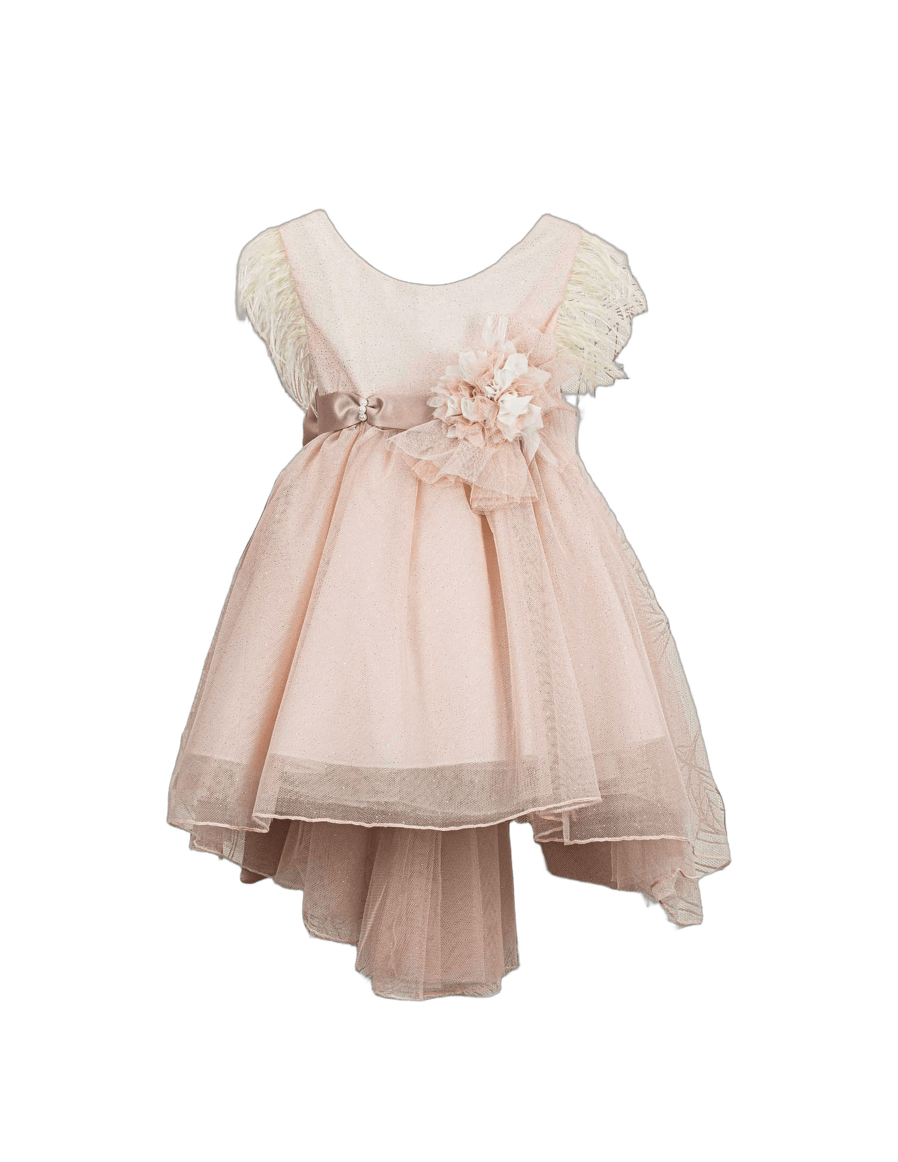 Βαπτιστικό Φόρεμα Πούπουλα High-Low - Ροζ Ρομαντικό