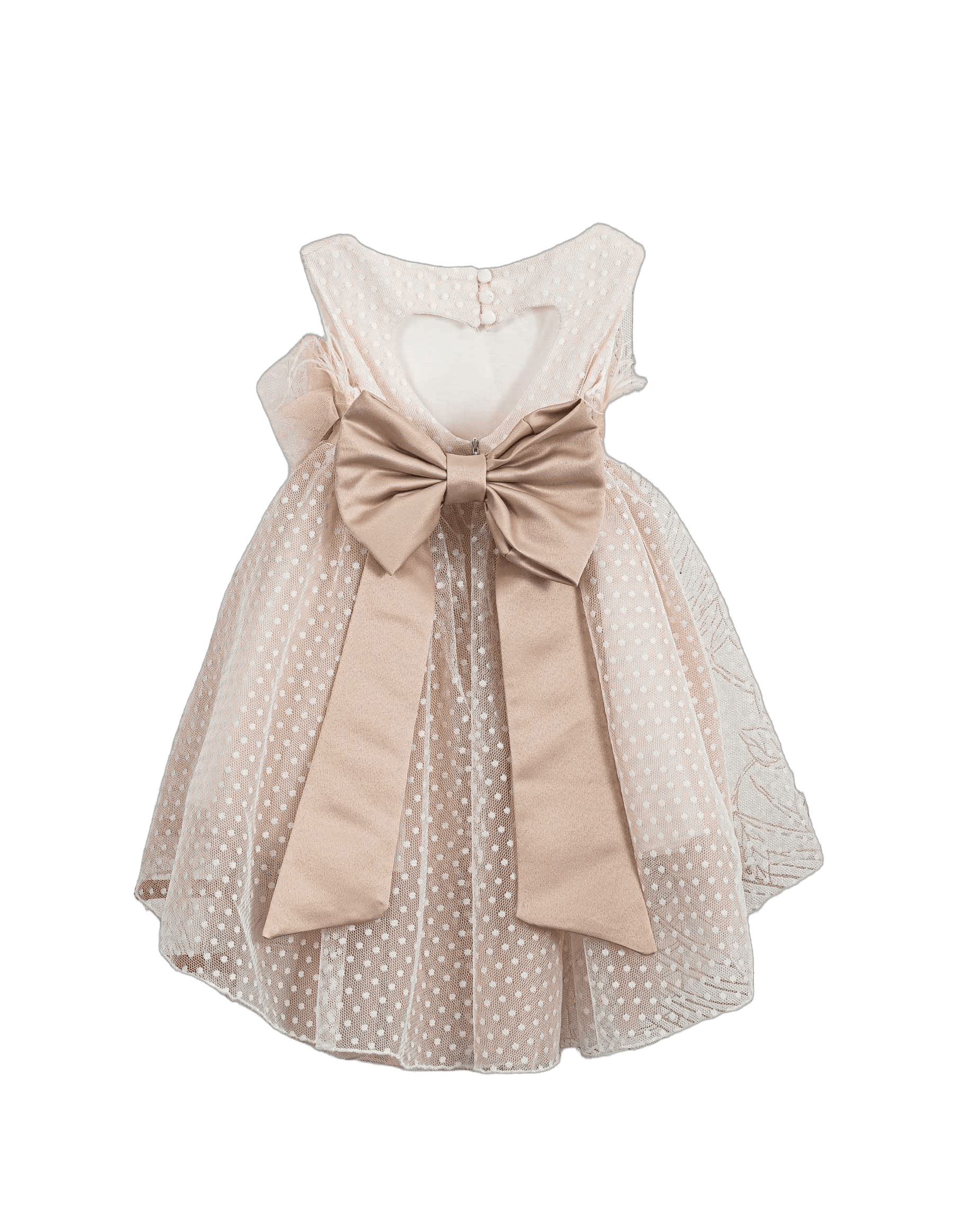 Βαπτιστικό Φόρεμα Πούπουλα High-Low - Σομόν - 2