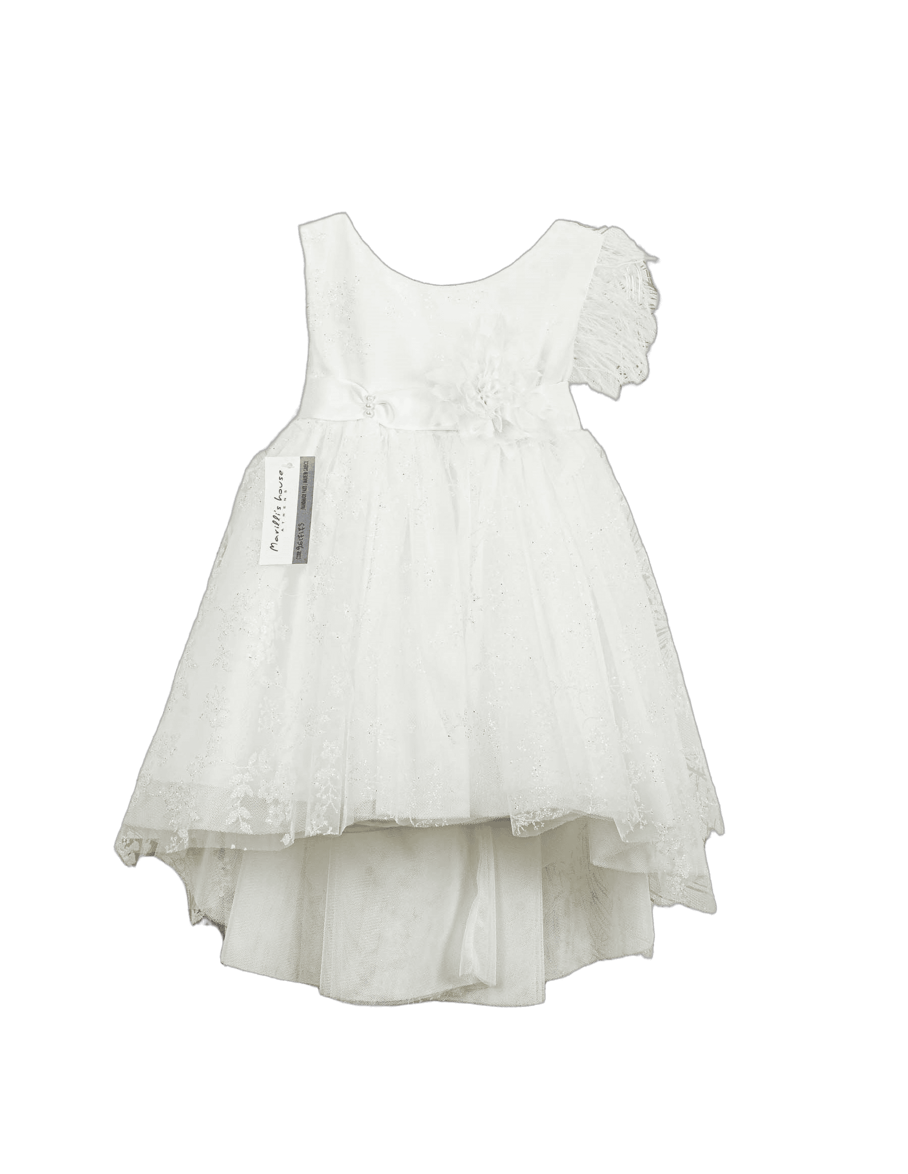 Βαπτιστικό Φόρεμα High-Low Ασύμμετρο - Λευκό Κλασικό