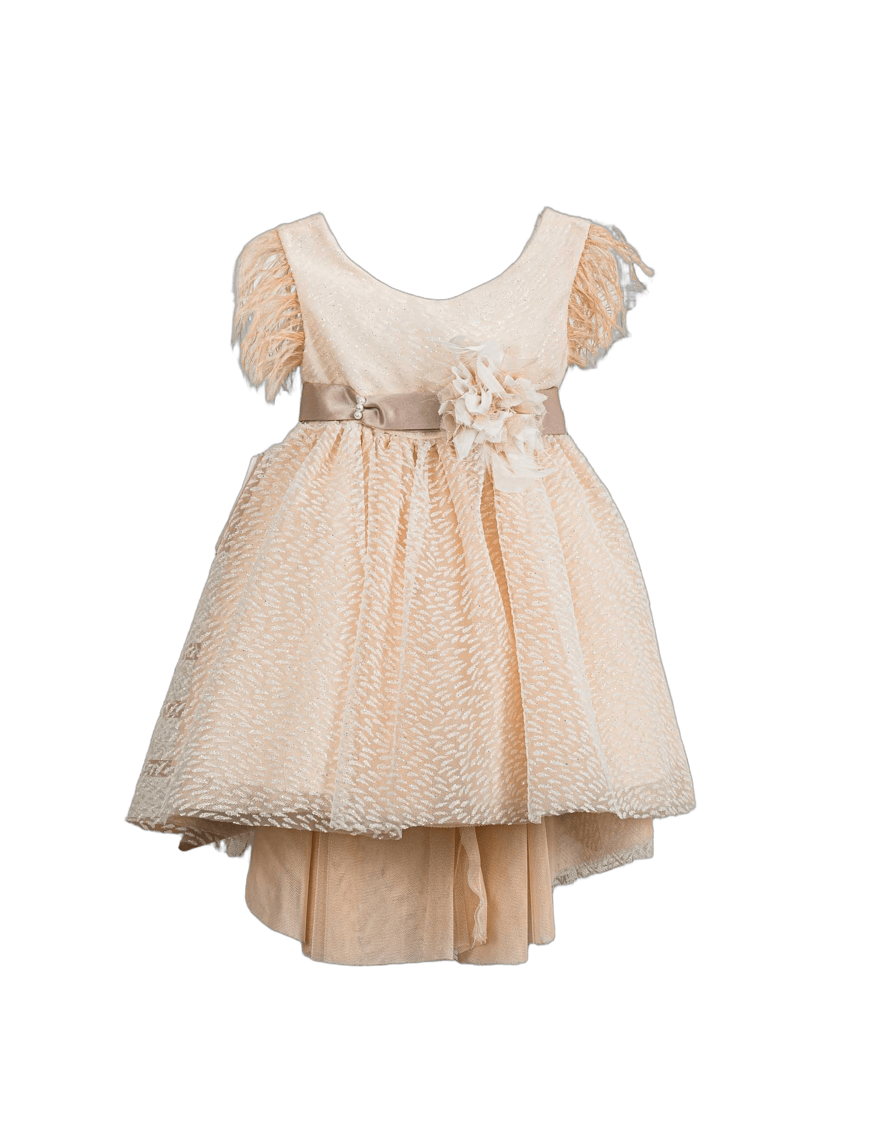 Βαπτιστικό Φόρεμα Πούπουλα Ανάγλυφο - Σομόν