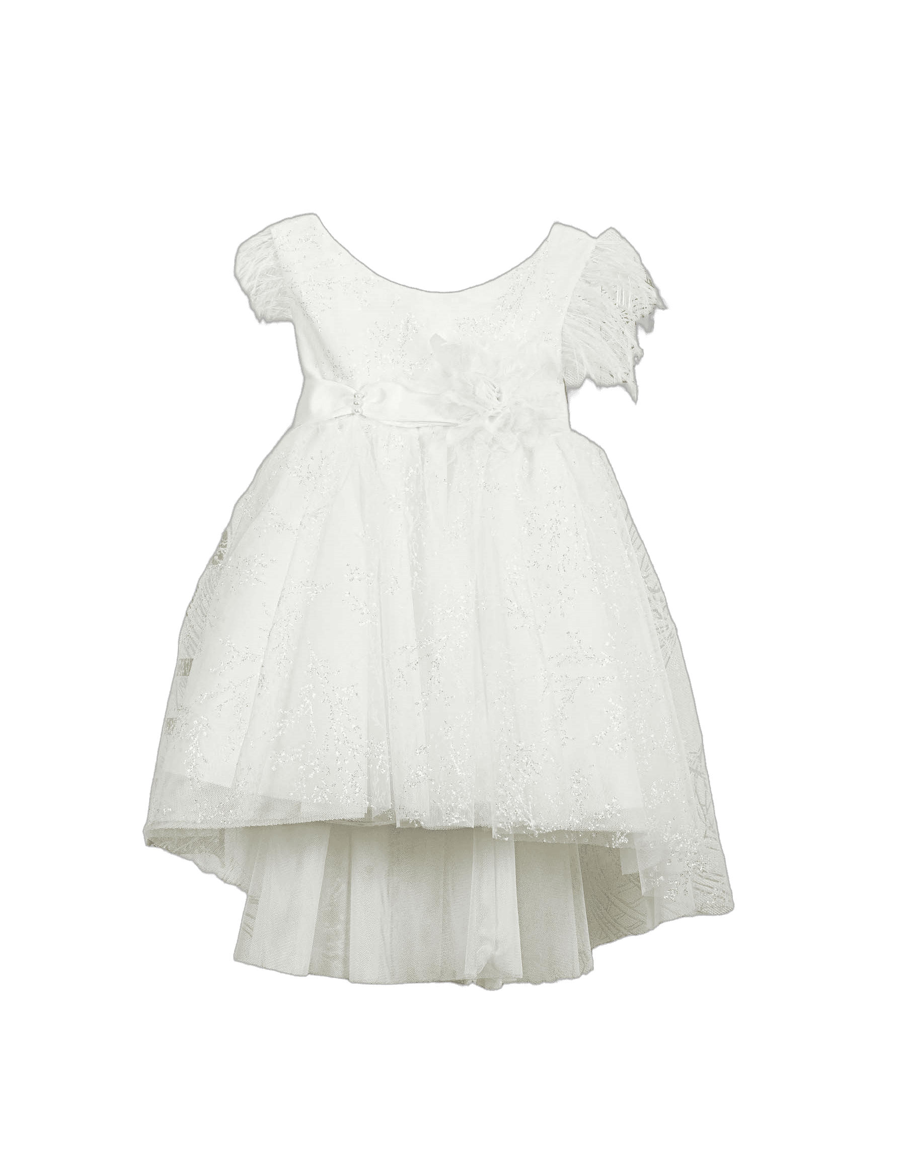 Βαπτιστικό Φόρεμα Glitter High-Low - Λευκό