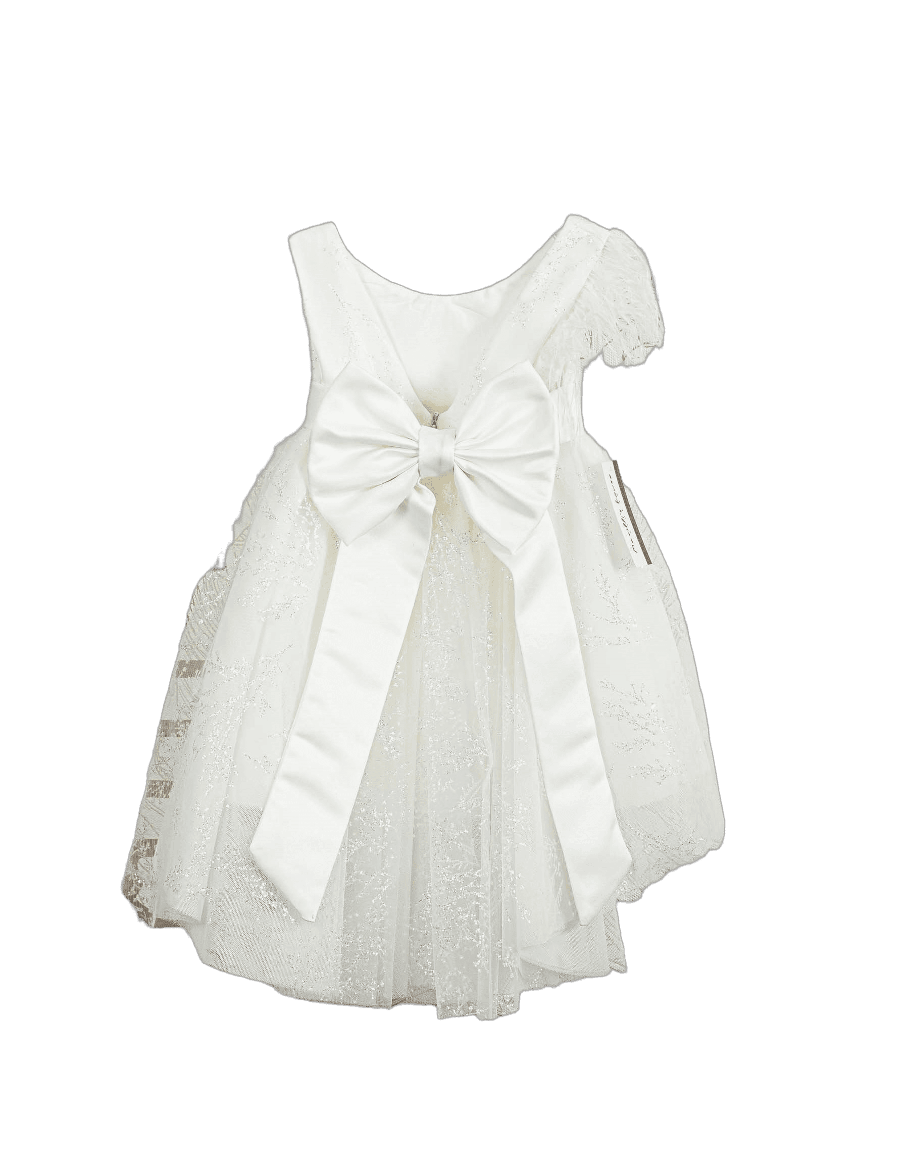 Βαπτιστικό Φόρεμα Glitter High-Low - Λευκό - 2