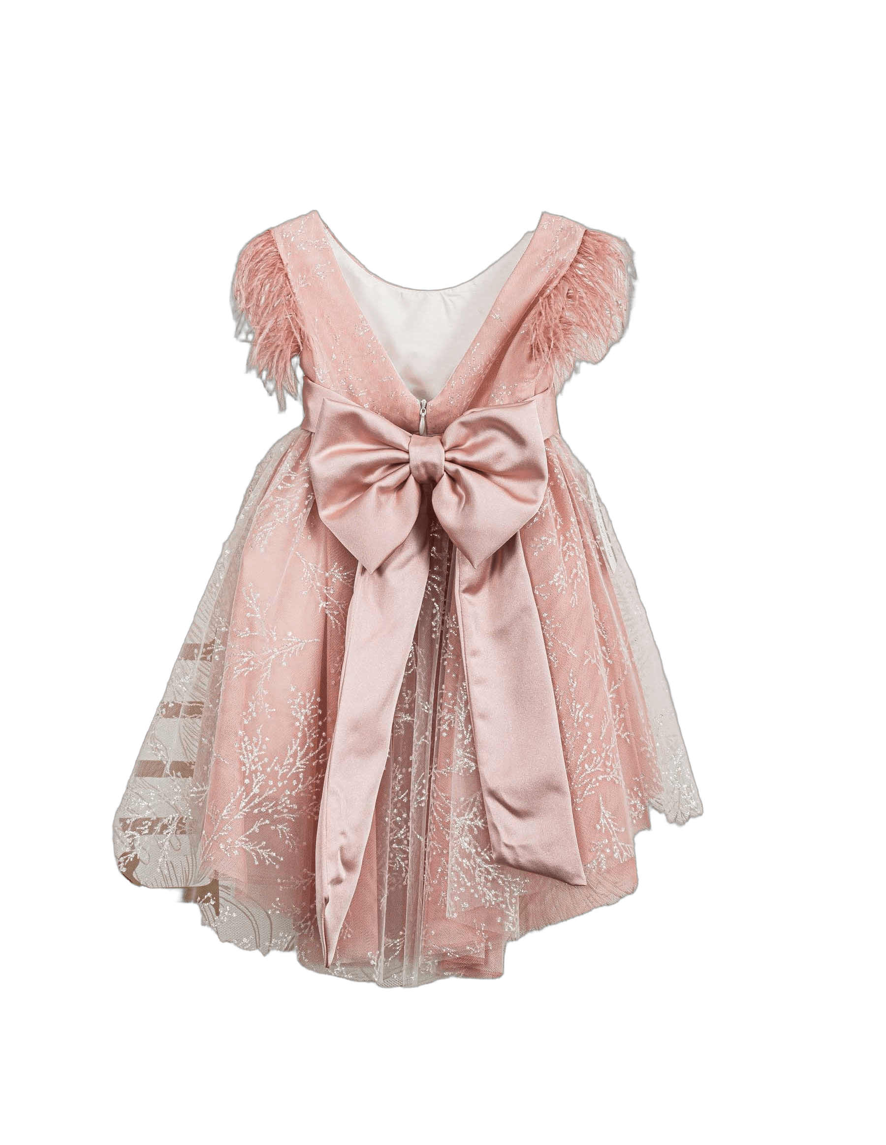 Βαπτιστικό Φόρεμα Πούπουλα Glitter - Ροζ - 2