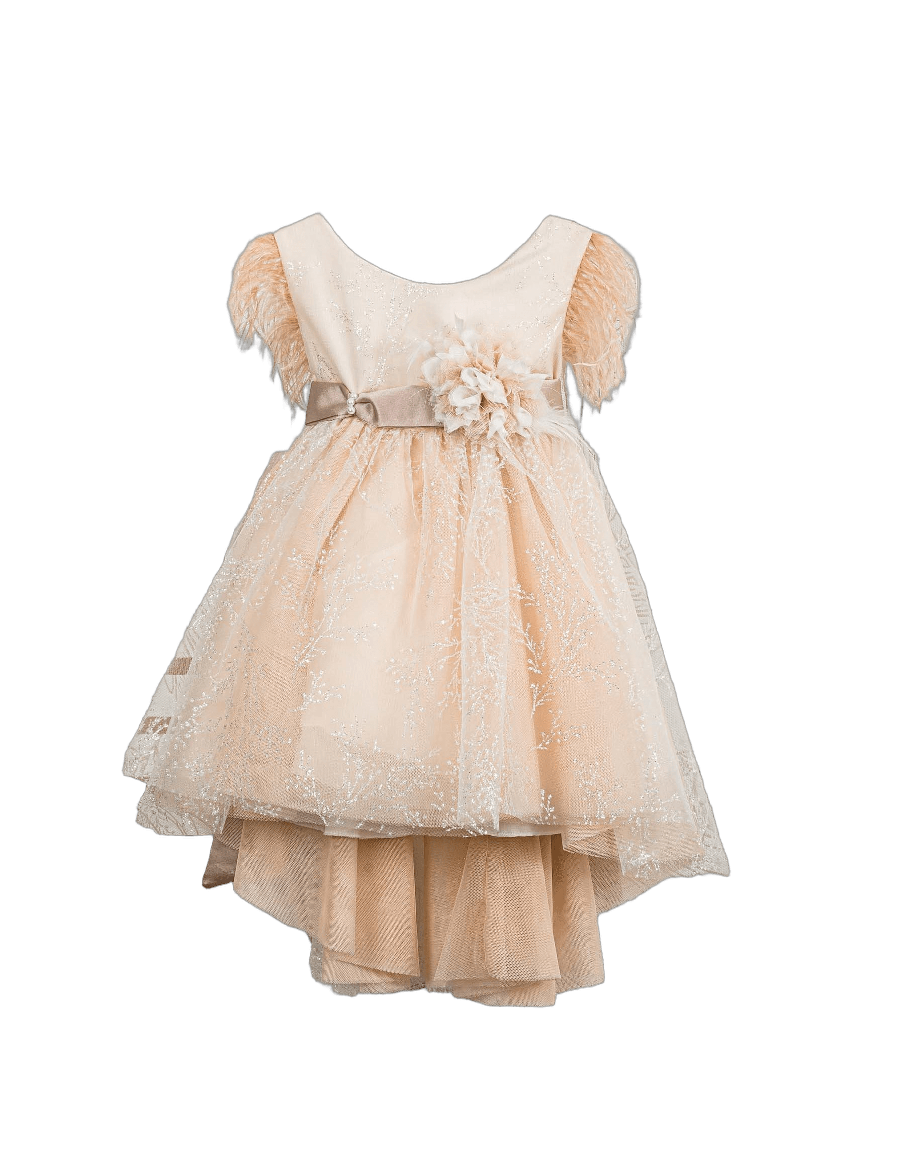 Βαπτιστικό Φόρεμα Πούπουλα Glitter - Σομόν