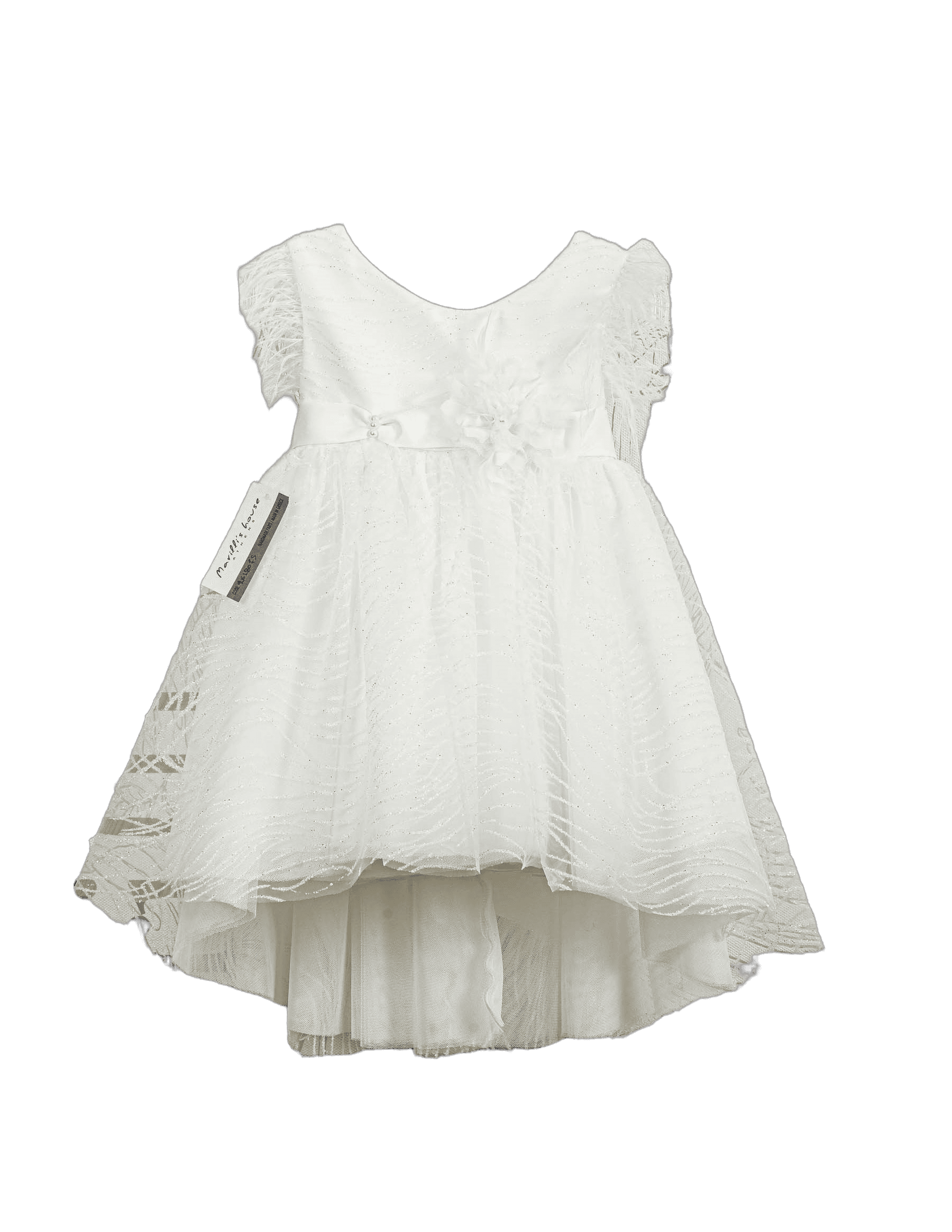 Βαπτιστικό Φόρεμα Ανάγλυφο High-Low - Λευκό