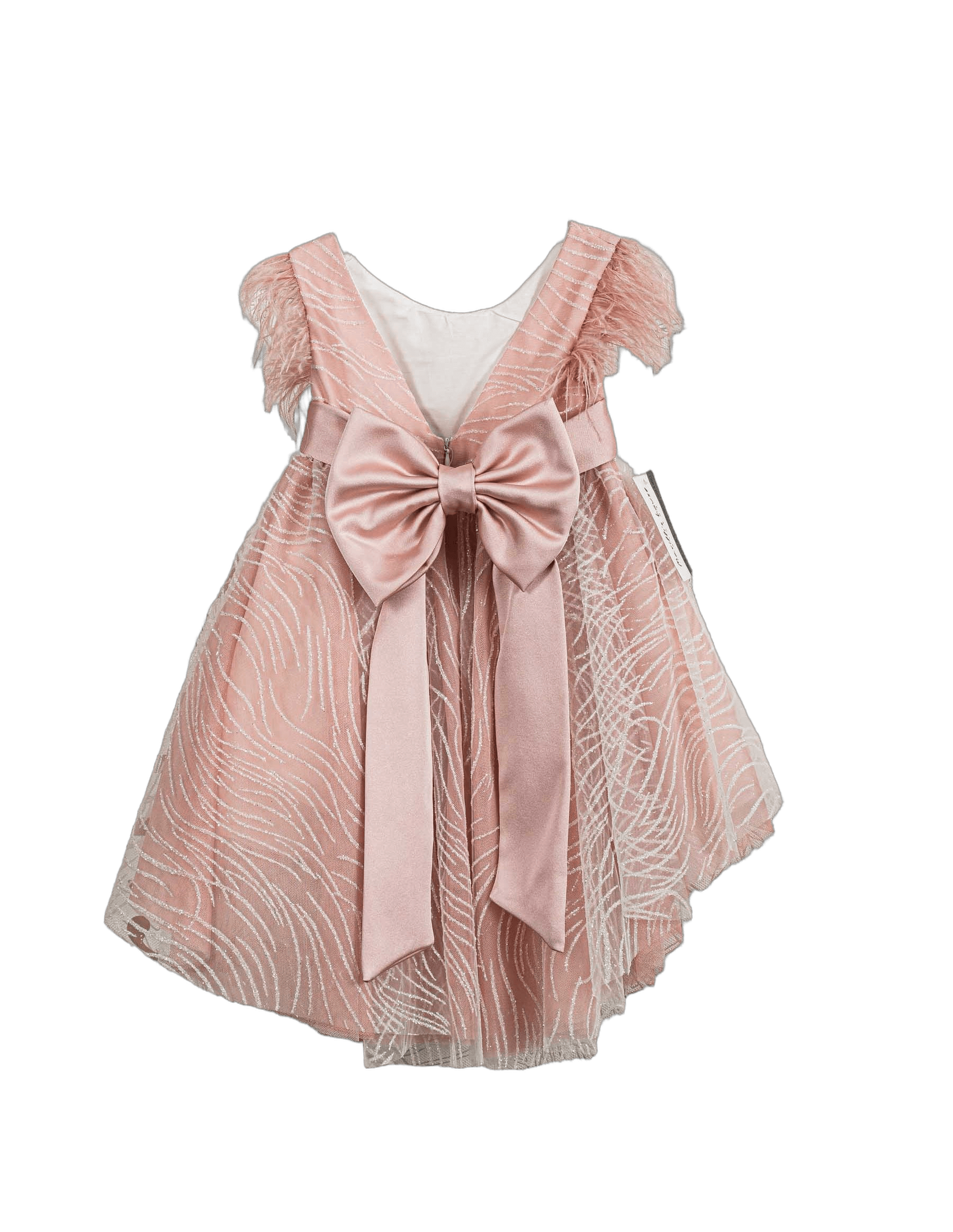 Βαπτιστικό Φόρεμα Πούπουλα High-Low - Ροζ - 2