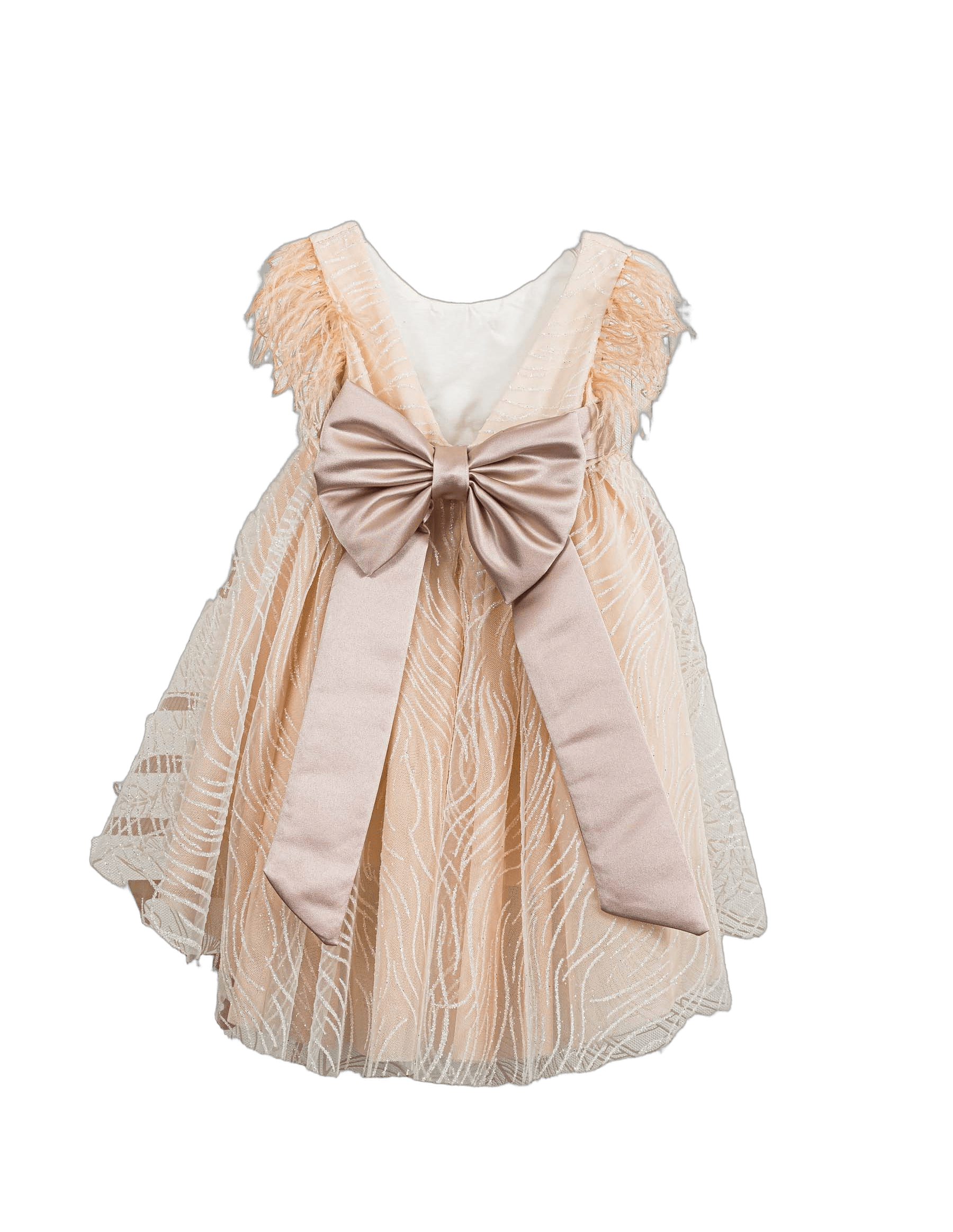 Βαπτιστικό Φόρεμα Πούπουλα Ρίγες - Σομόν - 2