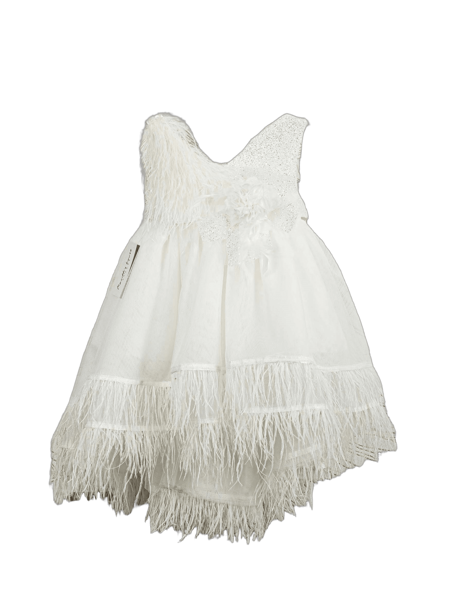 Βαπτιστικό Φόρεμα Πούπουλα Glitter - Λευκό Αιθέριο