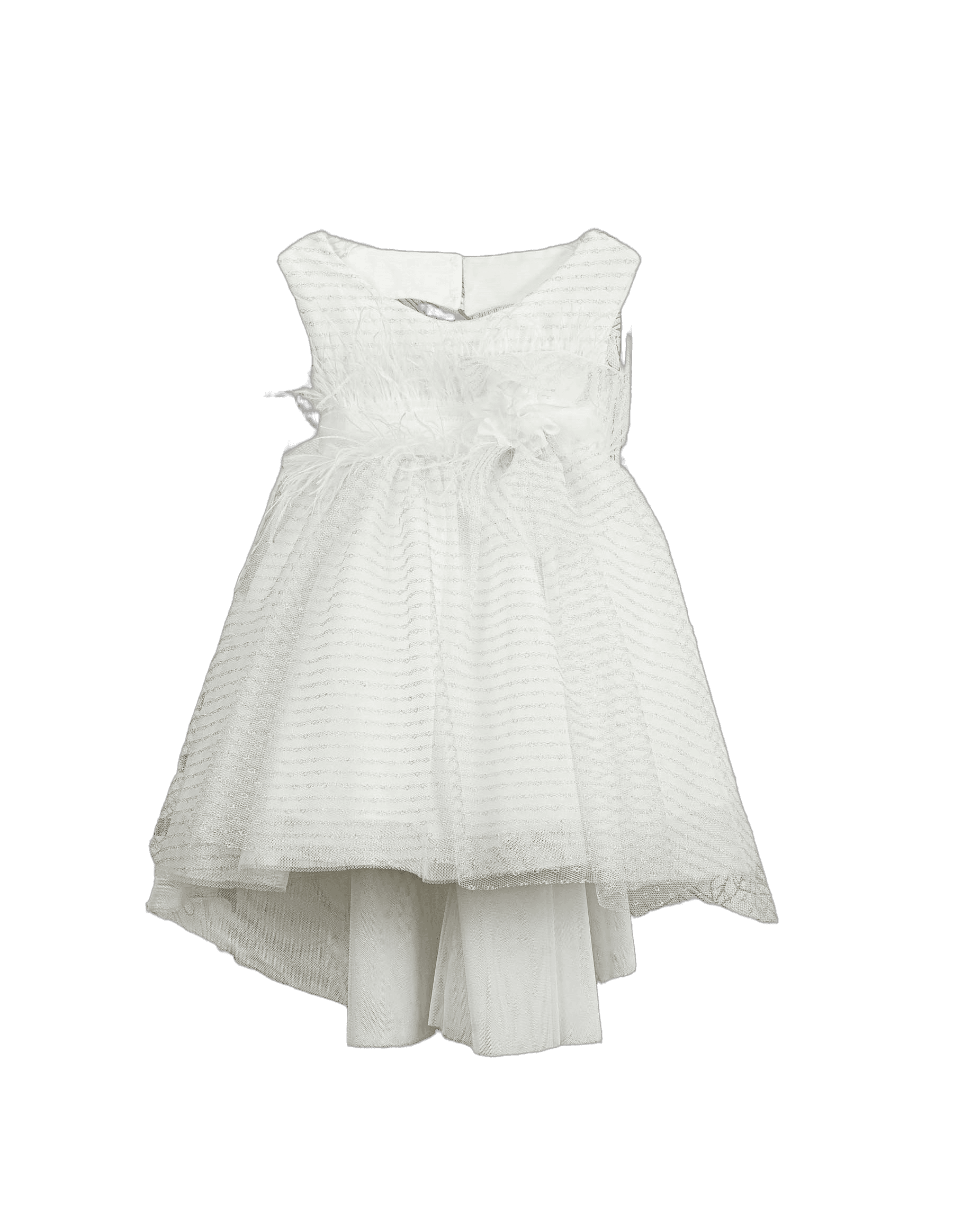 Βαπτιστικό Φόρεμα Ρίγες Ασύμμετρο - Λευκό