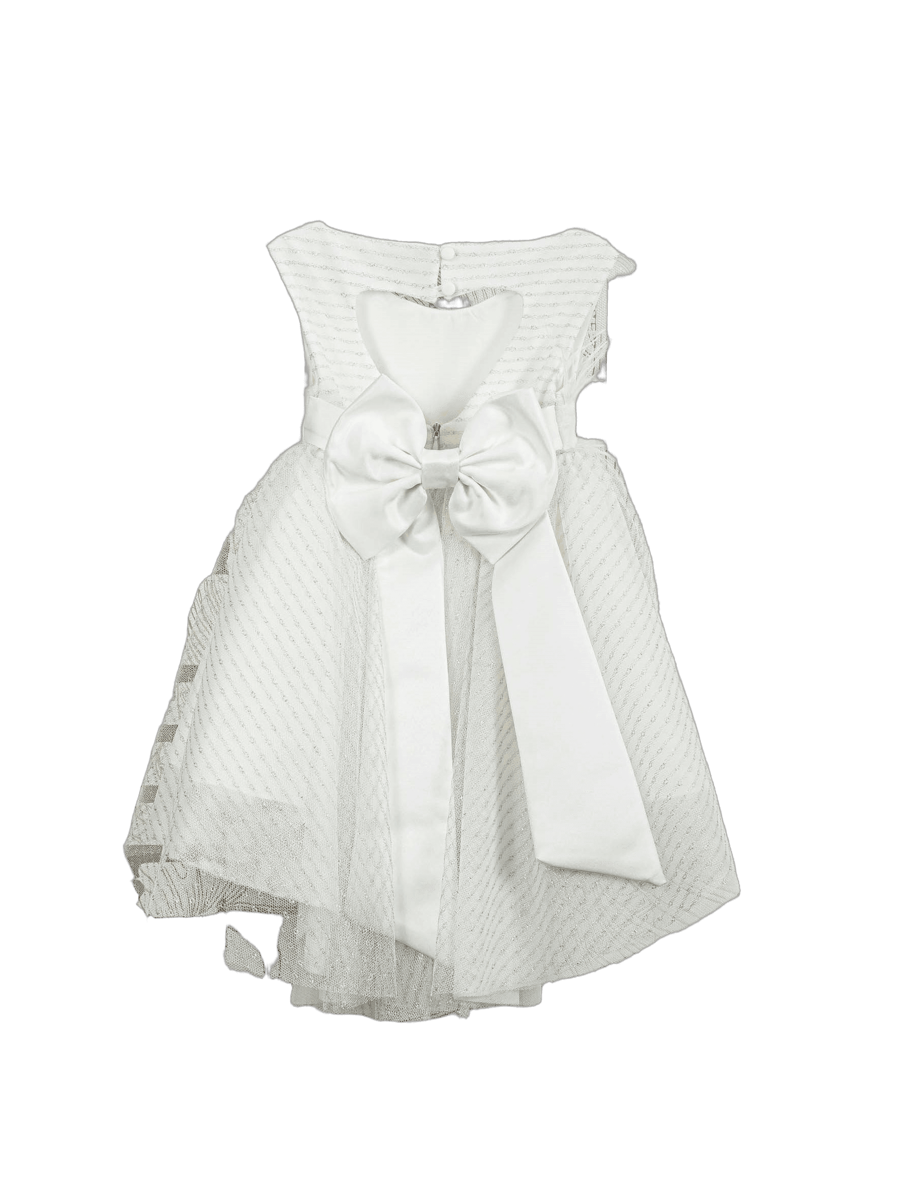 Βαπτιστικό Φόρεμα Ρίγες Ασύμμετρο - Λευκό - 2