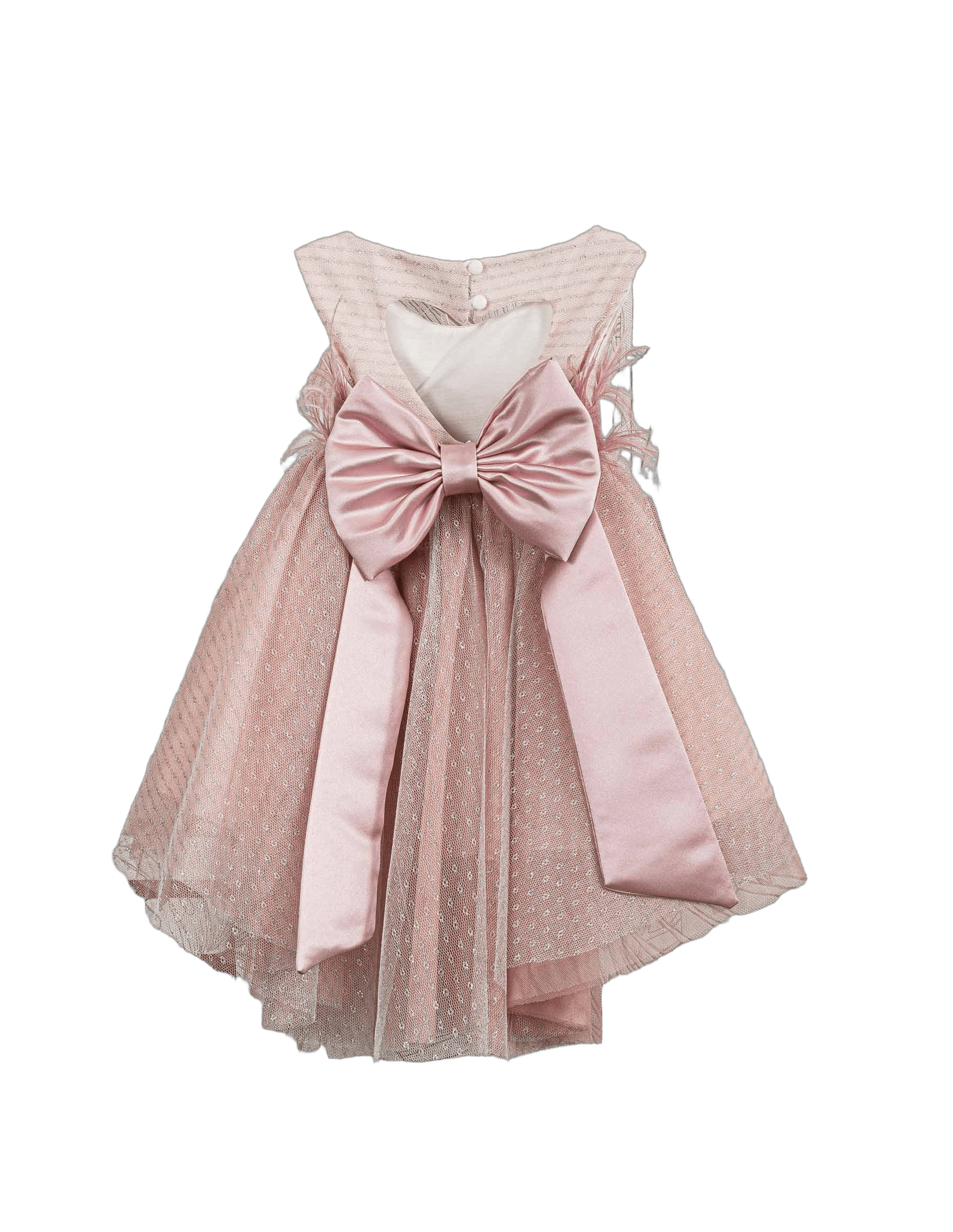 Βαπτιστικό Φόρεμα Πούπουλα Glitter - Ροζ Ρομαντικό - 2