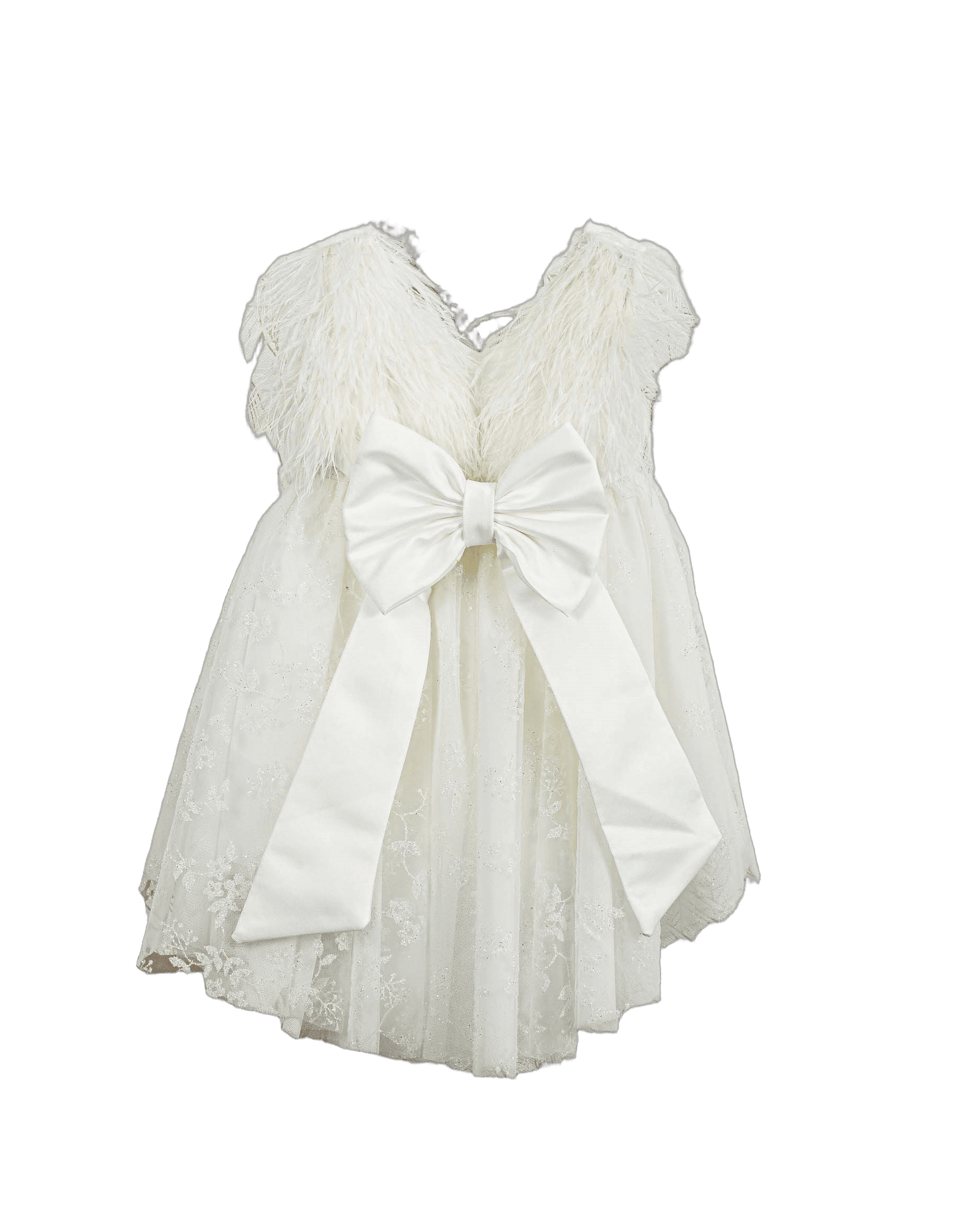 Βαπτιστικό Φόρεμα Πούπουλα V-Neck - Λευκό - 2