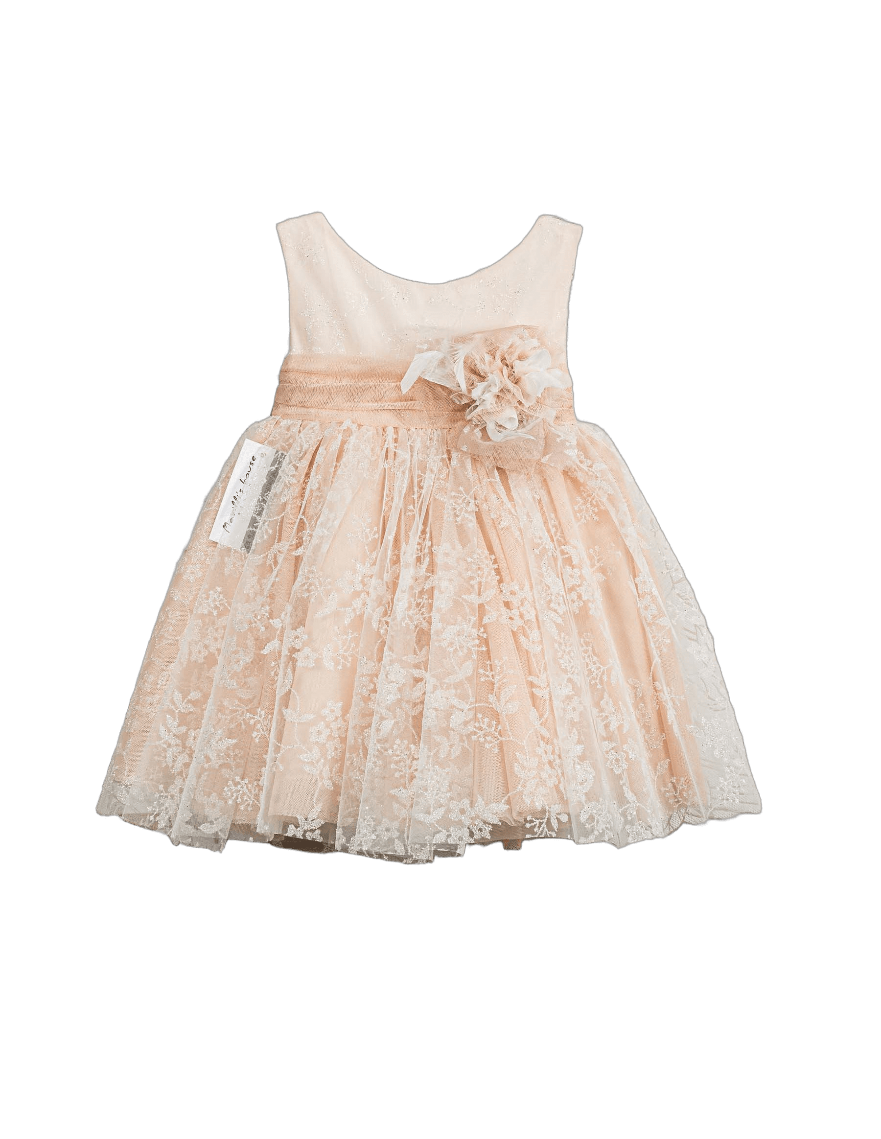 Βαπτιστικό Φόρεμα Δαντέλα Σατέν - Σομόν