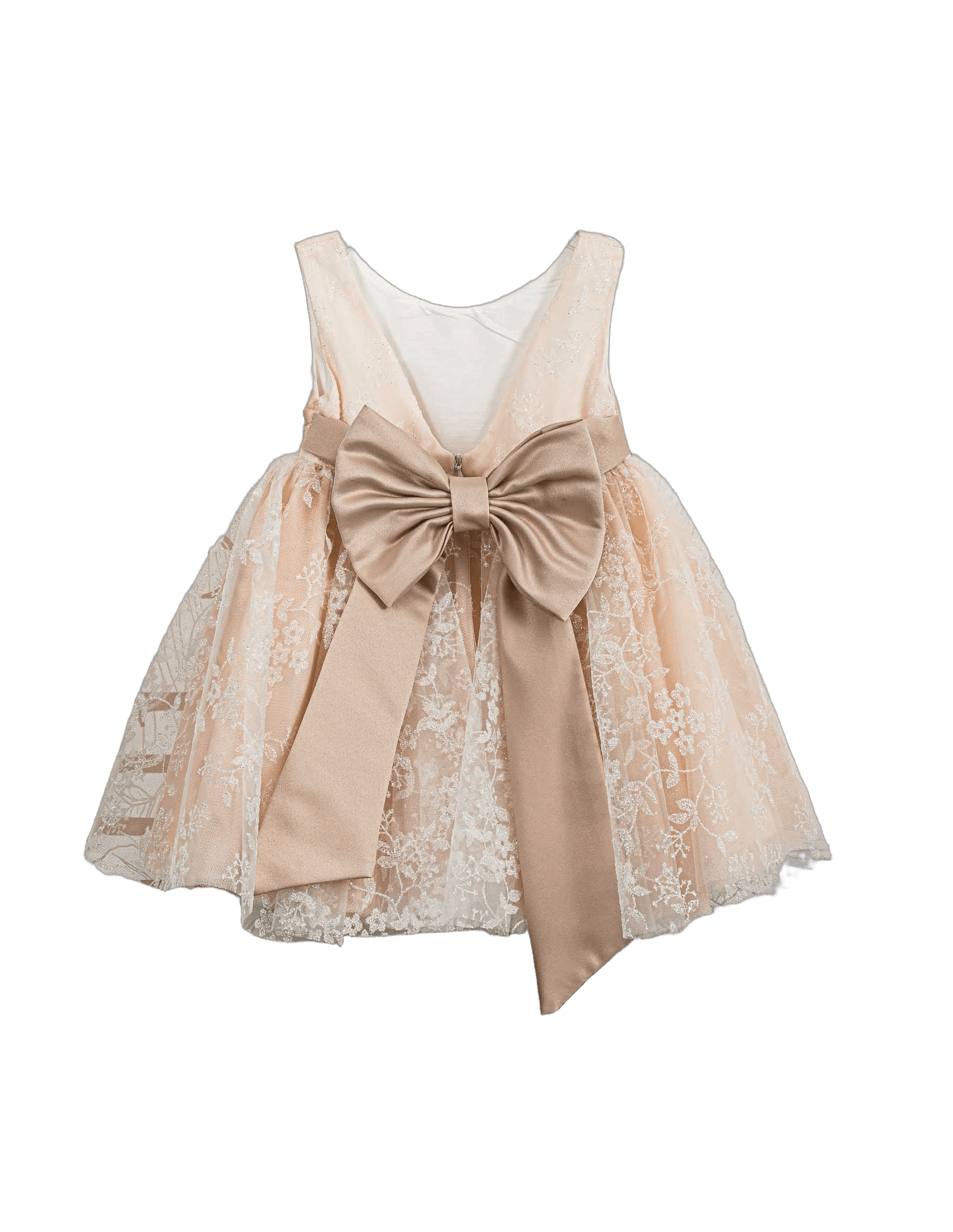 Βαπτιστικό Φόρεμα Δαντέλα Σατέν - Σομόν - 2