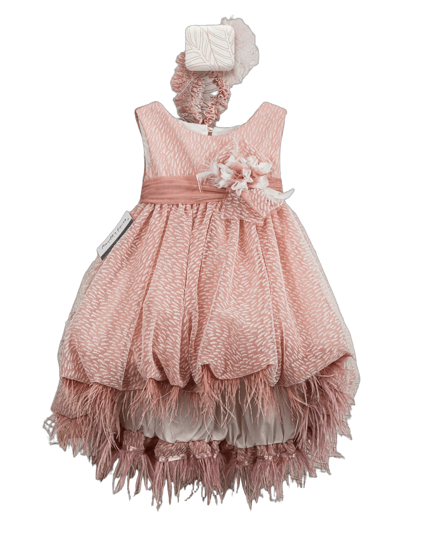 Βαπτιστικό Φόρεμα Πούπουλα Σατέν - Ροζ