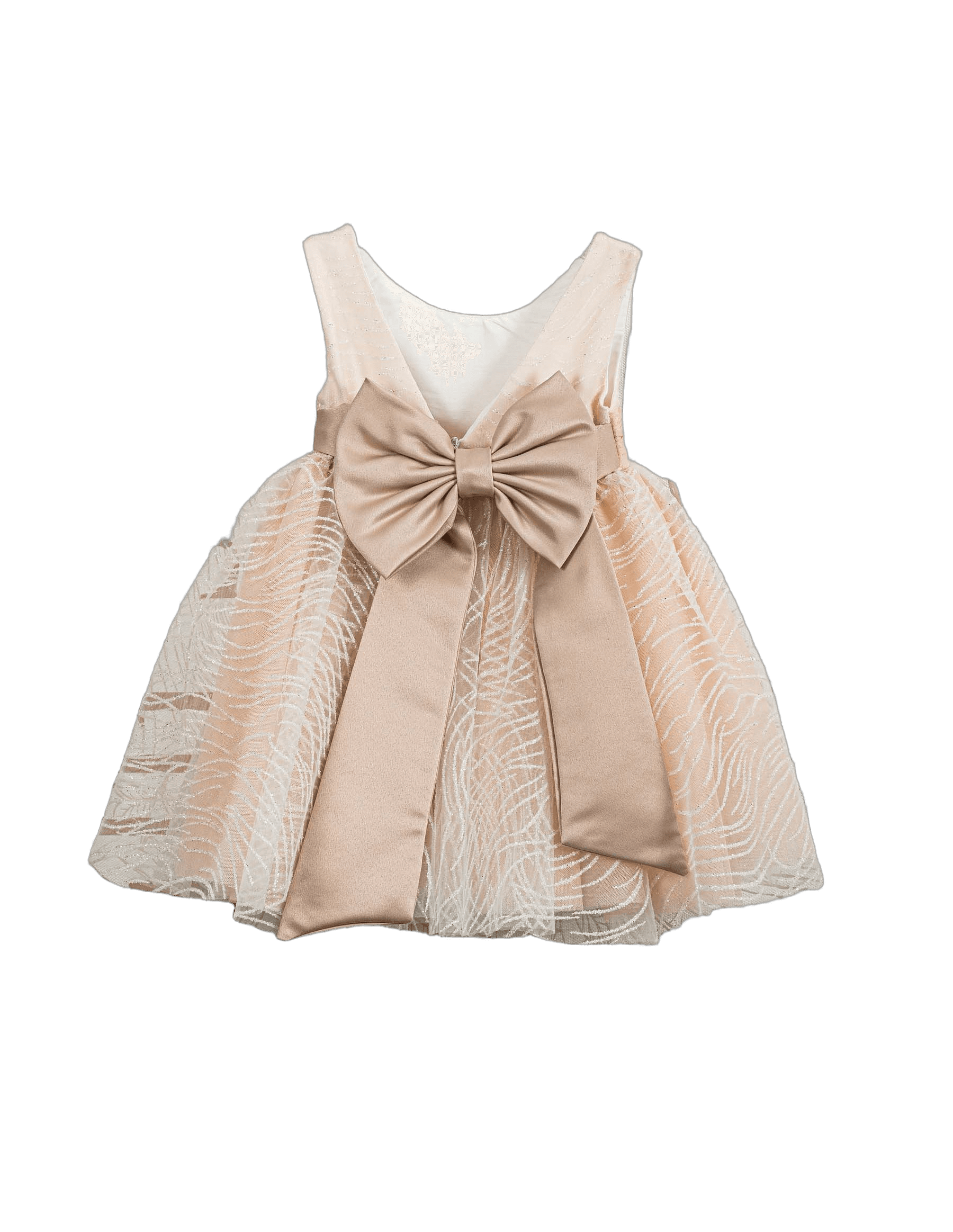 Βαπτιστικό Φόρεμα Ανάγλυφο Σατέν - Σομόν - 2