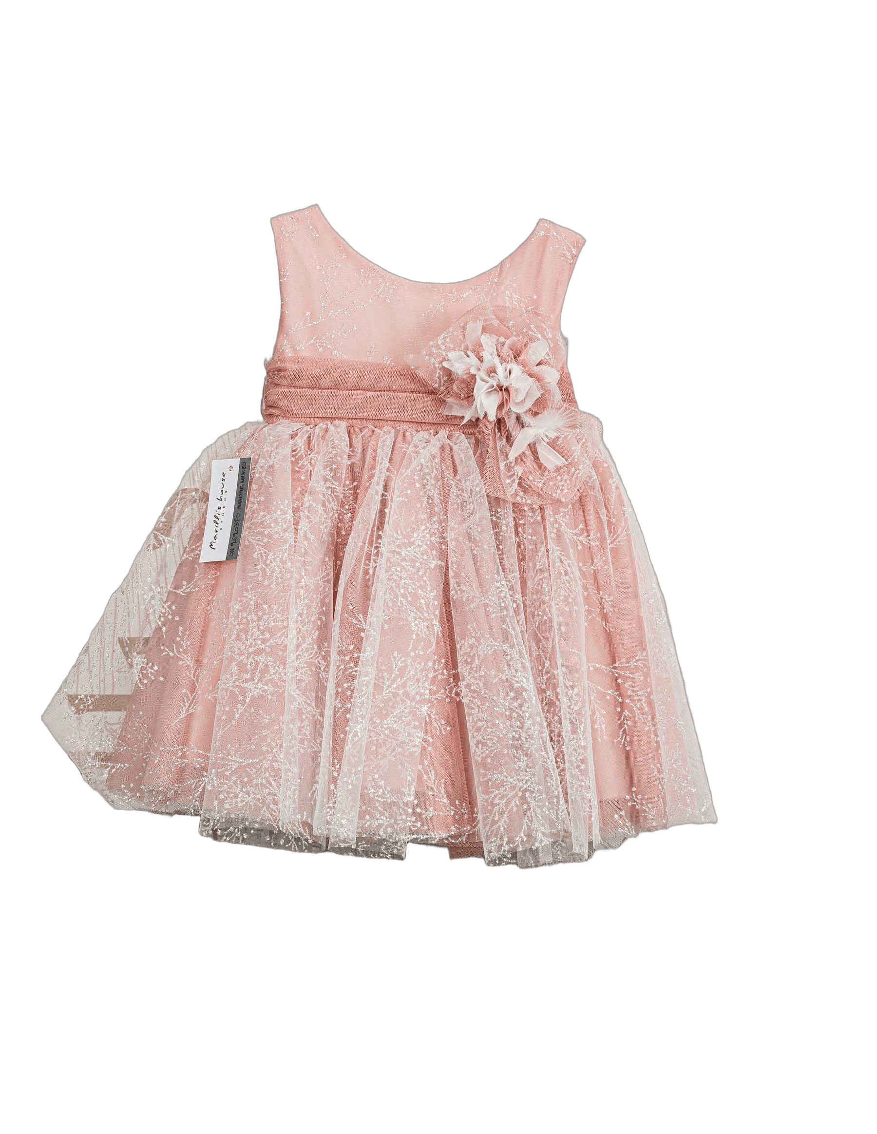 Βαπτιστικό Φόρεμα Glitter Τούλι - Ροζ