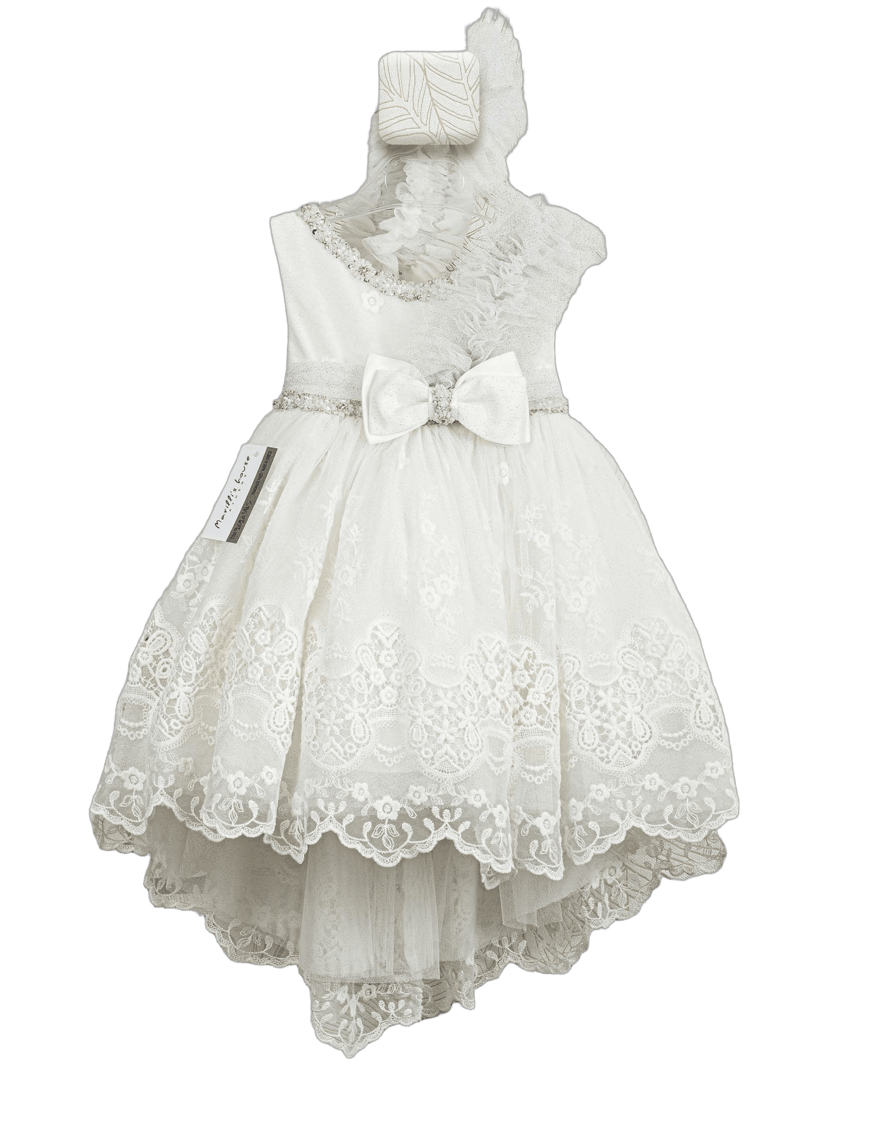 Βαπτιστικό Φόρεμα Βολάν Ασύμμετρο - Λευκό