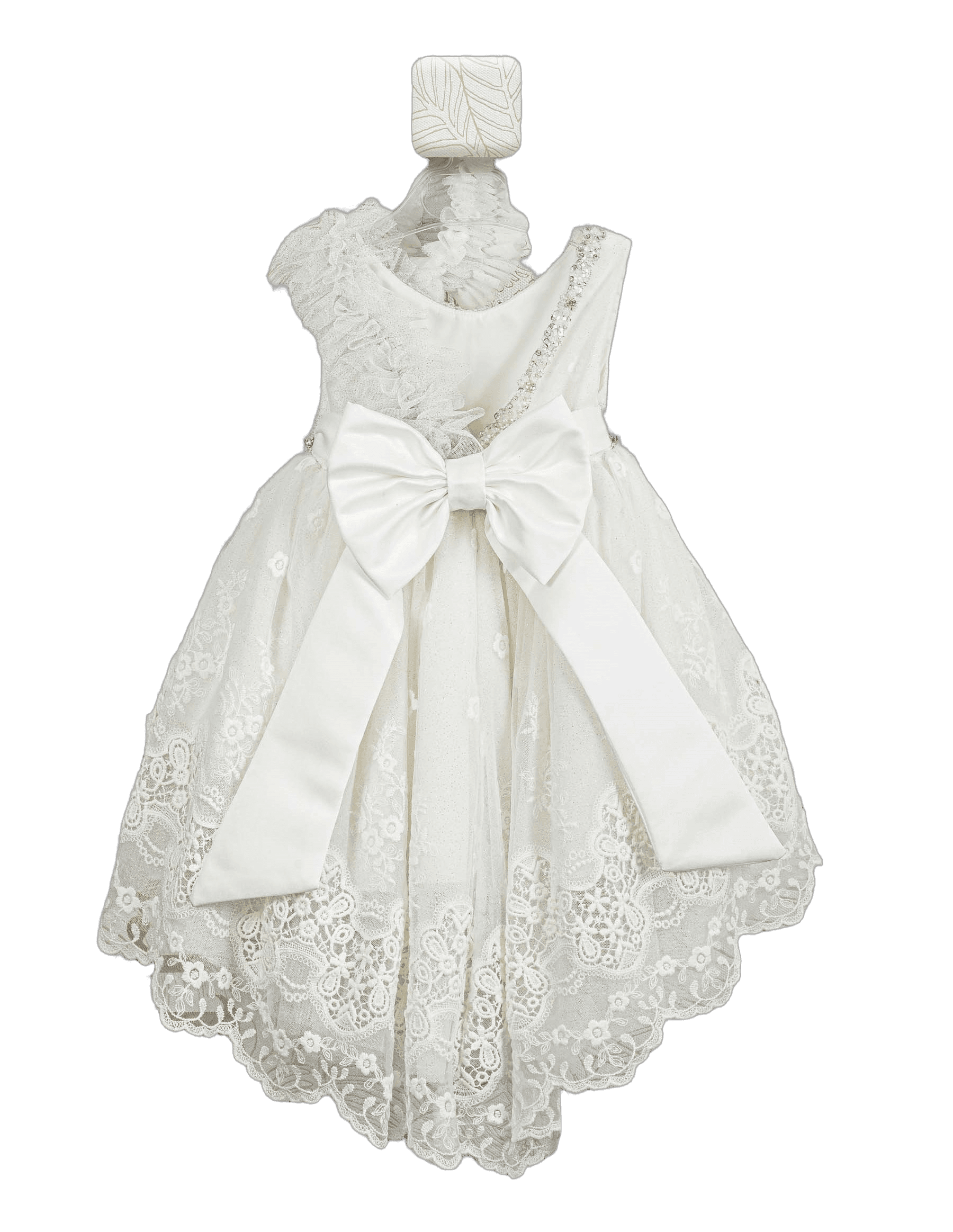 Βαπτιστικό Φόρεμα Βολάν Ασύμμετρο - Λευκό - 2