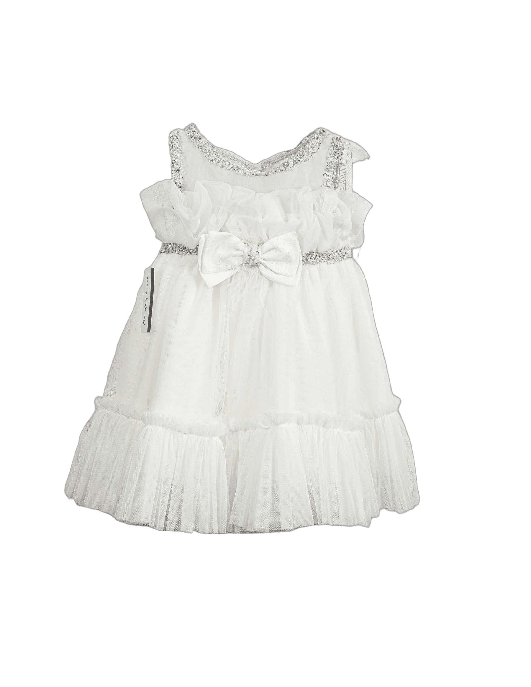 Βαπτιστικό Φόρεμα Glitter Βολάν - Ασημί