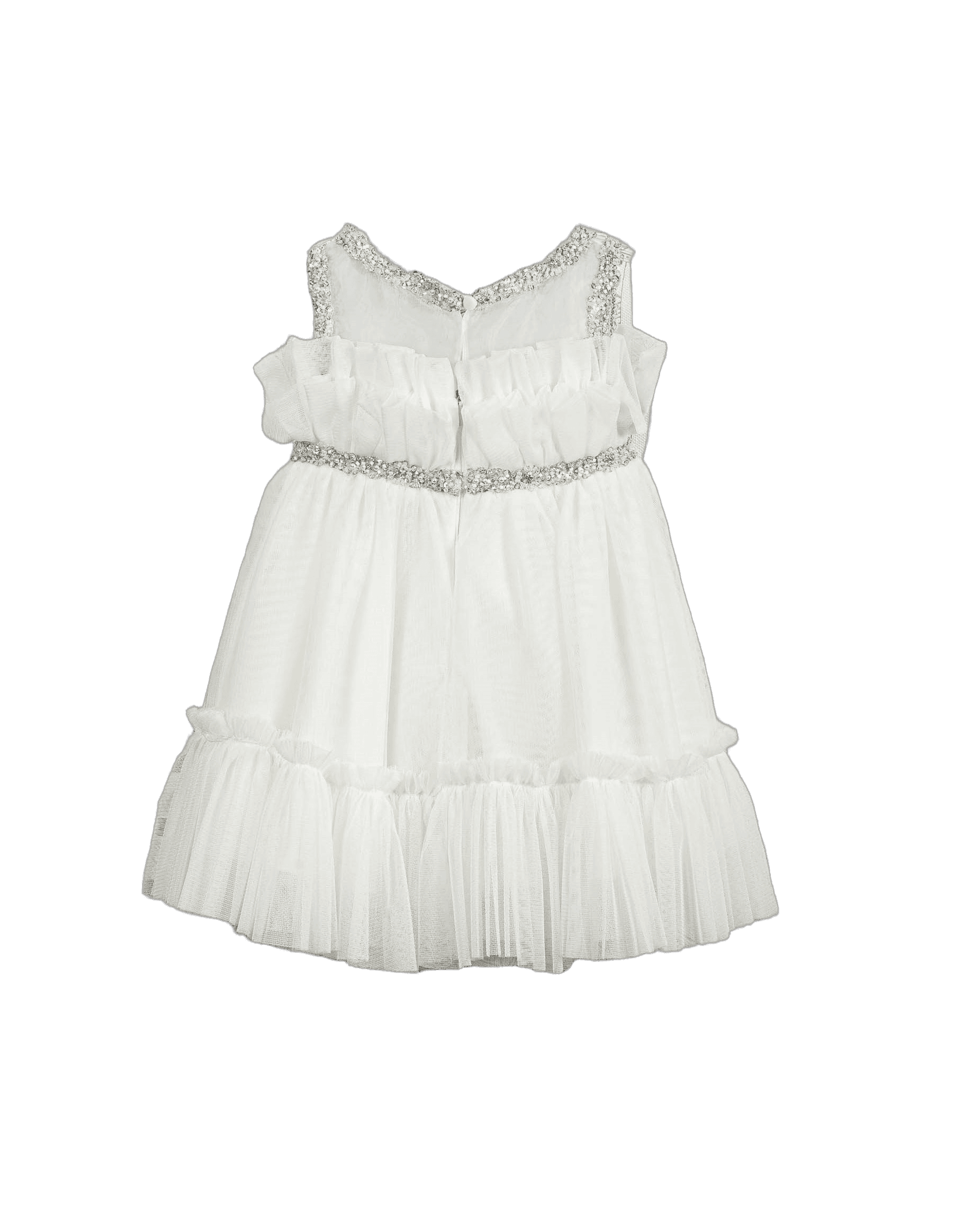 Βαπτιστικό Φόρεμα Glitter Βολάν - Ασημί - 2