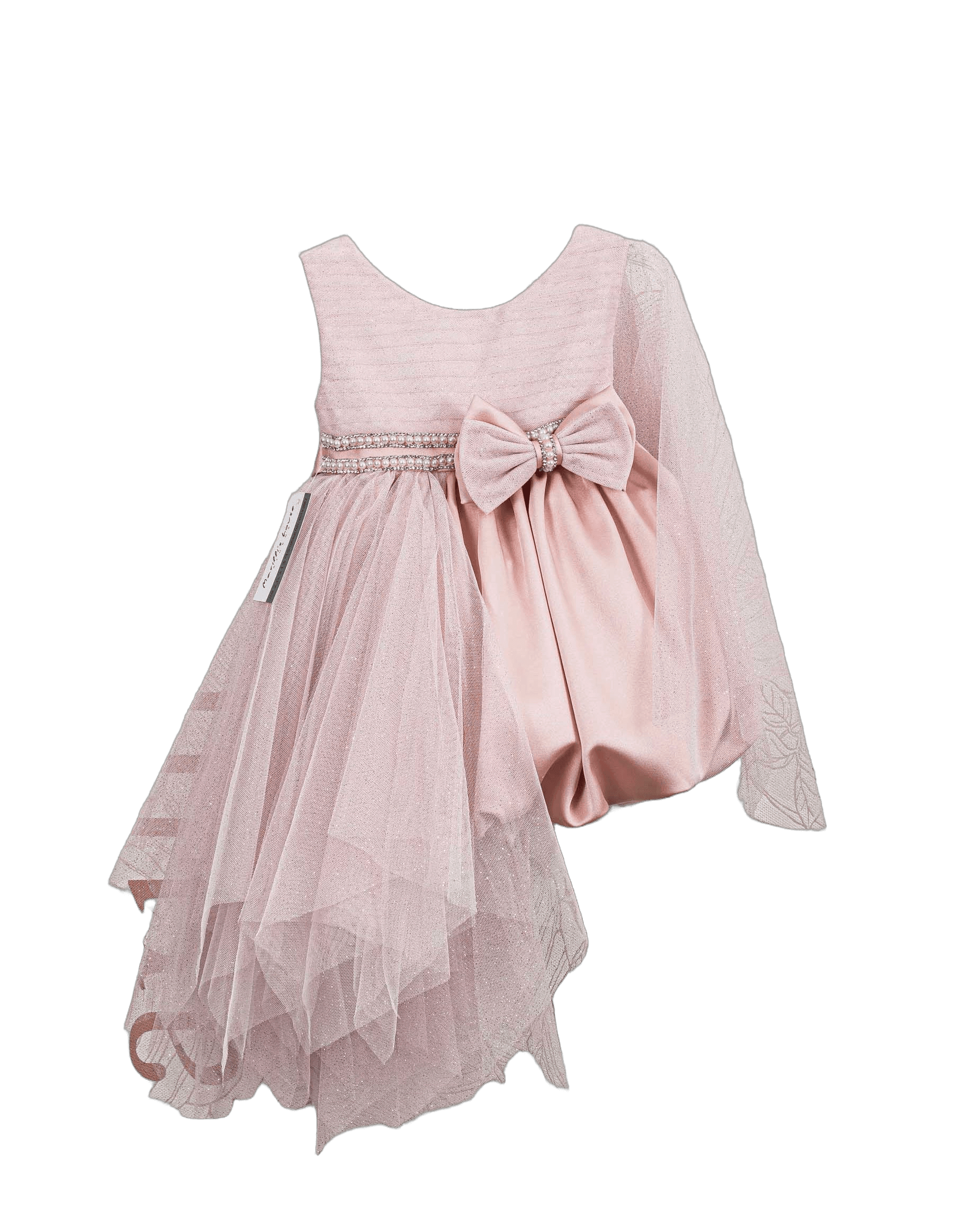 Βαπτιστικό Φόρεμα Ανάγλυφο Ασύμμετρο - Ροζ
