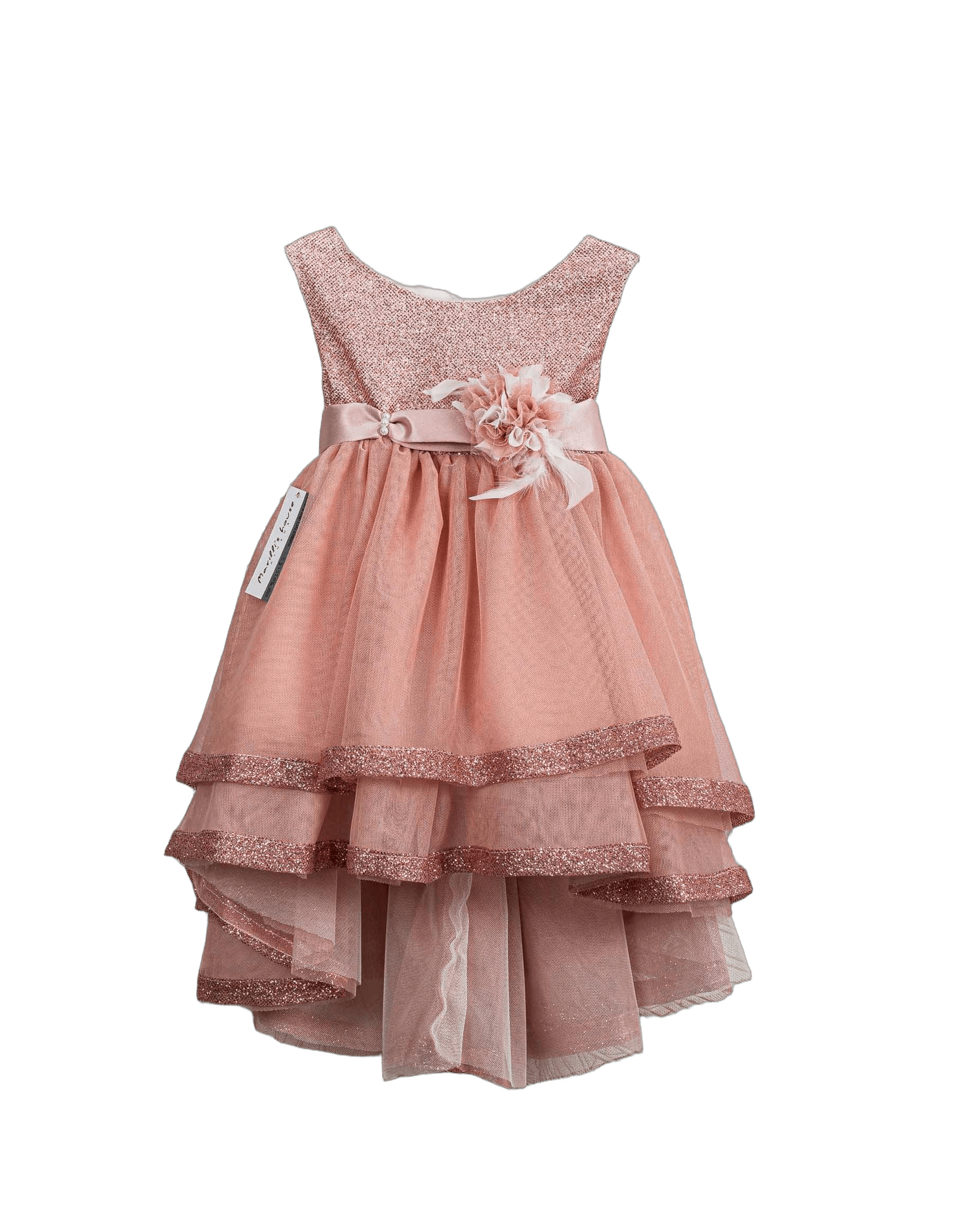 Βαπτιστικό Φόρεμα Glitter Ρίγες - Ροζ