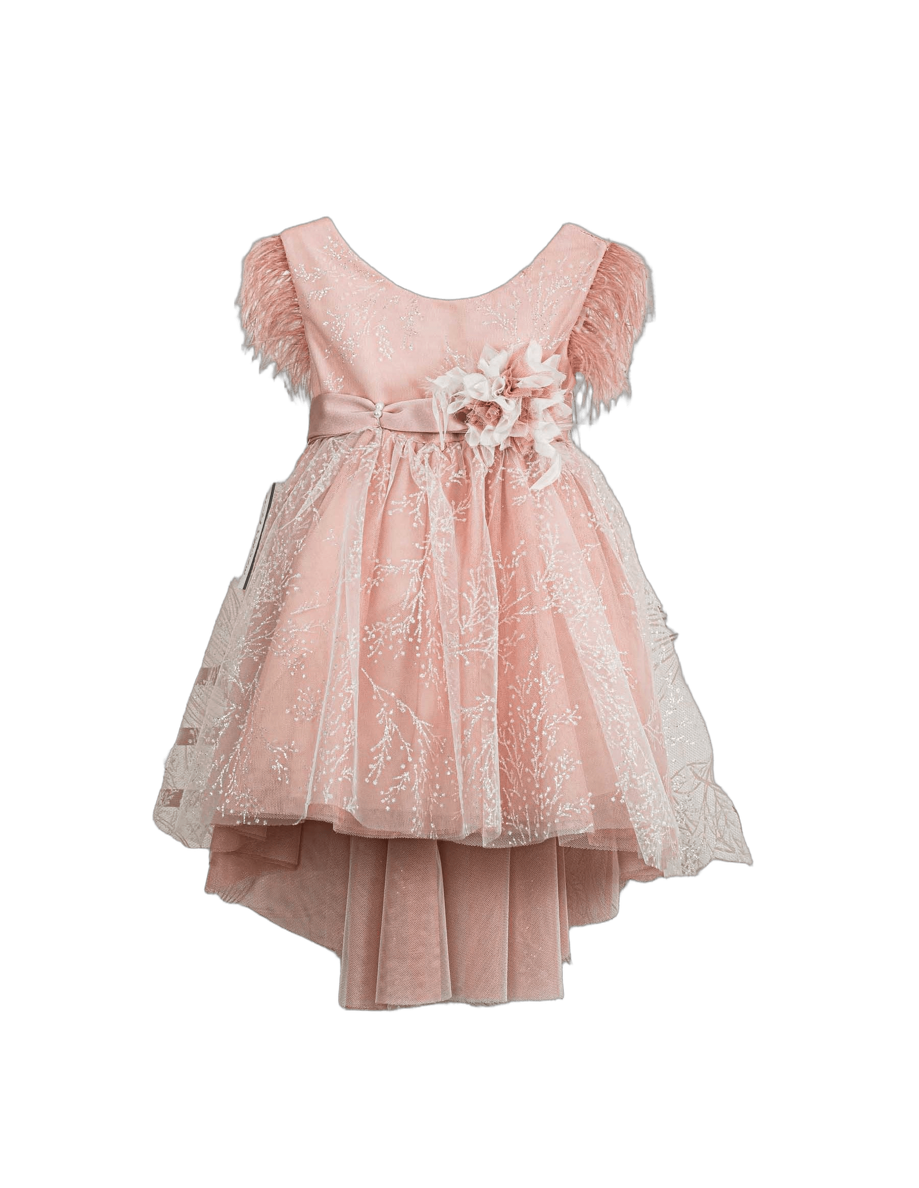 Βαπτιστικό Φόρεμα Πούπουλα Glitter - Ροζ