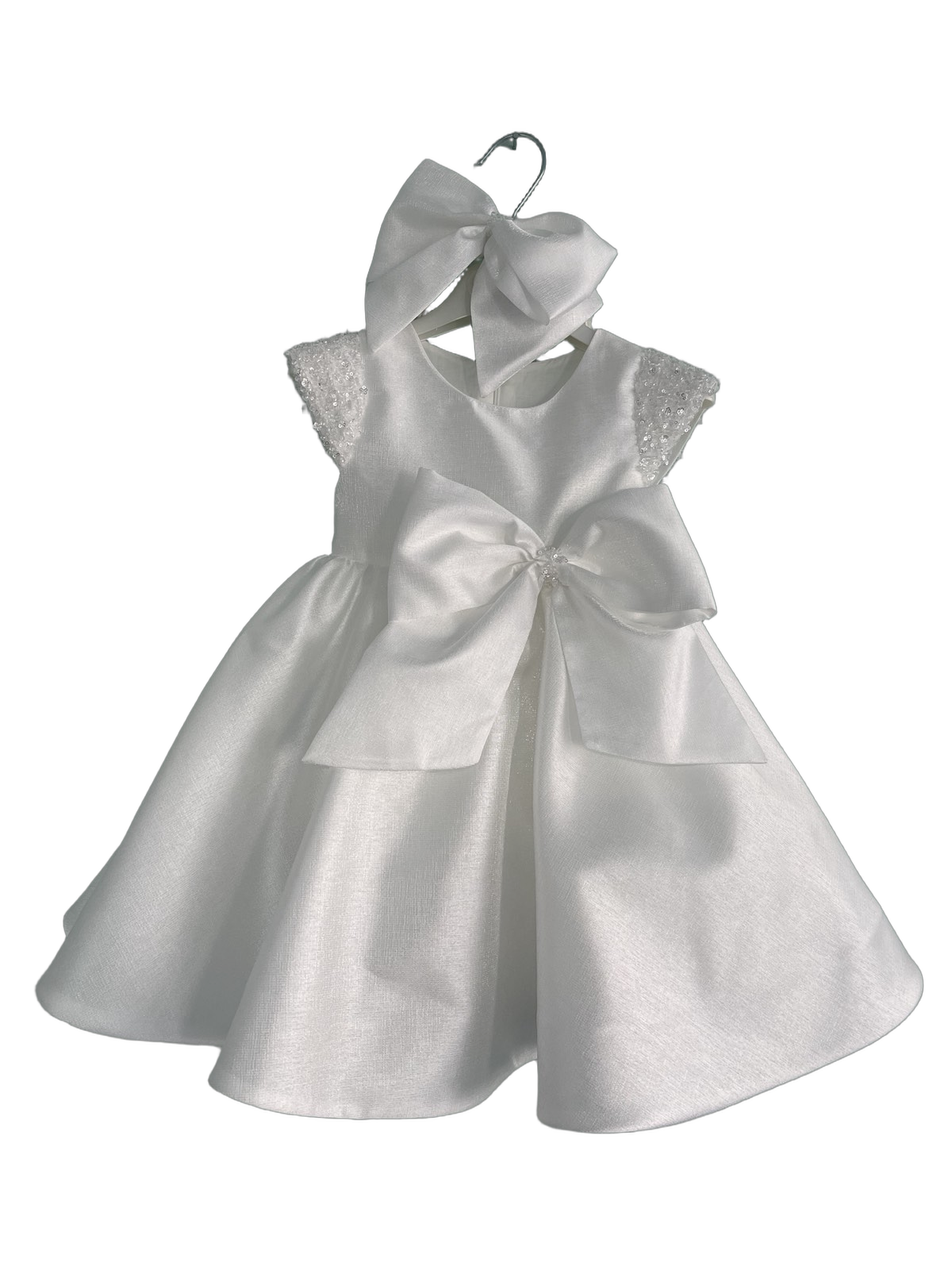 Βαφτιστικό Φόρεμα Σατέν με Μεγάλο Φιόγκο - Λευκό
