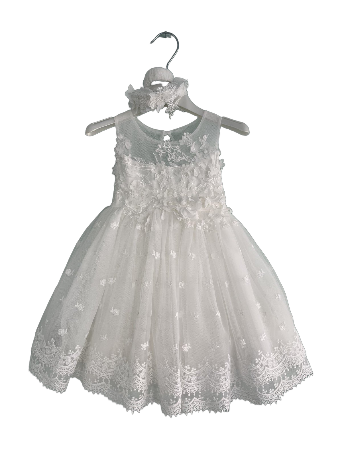 Βαφτιστικό Φόρεμα με Κεντημένο Μπούστο - Ροζ