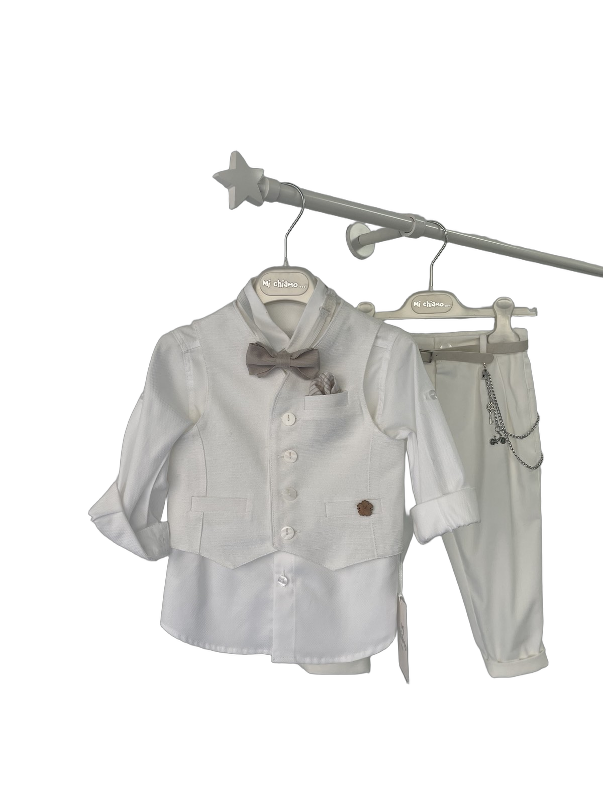 Βαφτιστικό Κουστούμι Total White με Γιλέκο