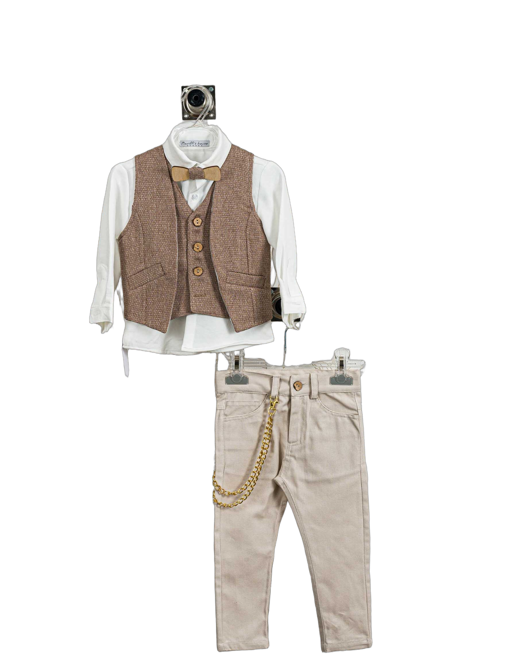 Βαπτιστικό Σετ Αγόρι με Γιλέκο & Παπιγιόν - Λευκό | 260170