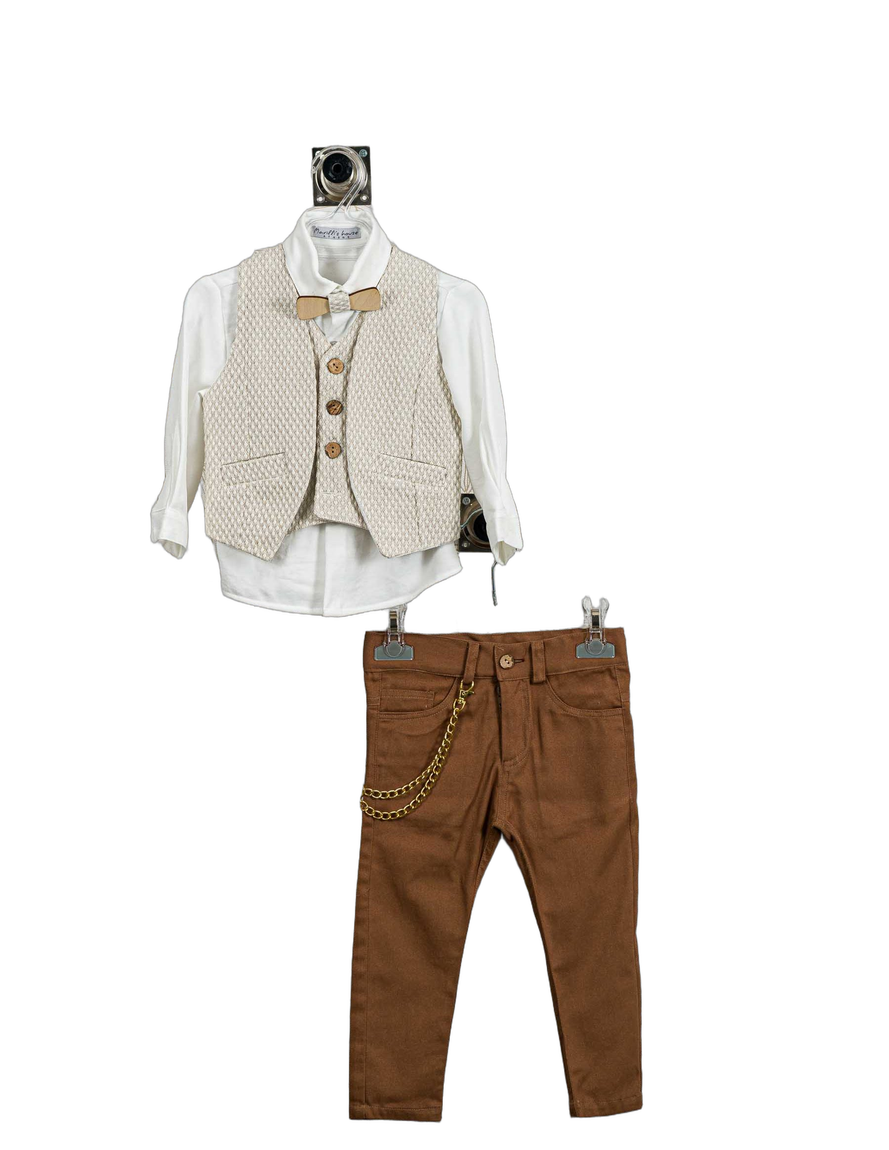 Βαπτιστικό Σετ Αγόρι με Γιλέκο & Παπιγιόν - Λευκό | 260270