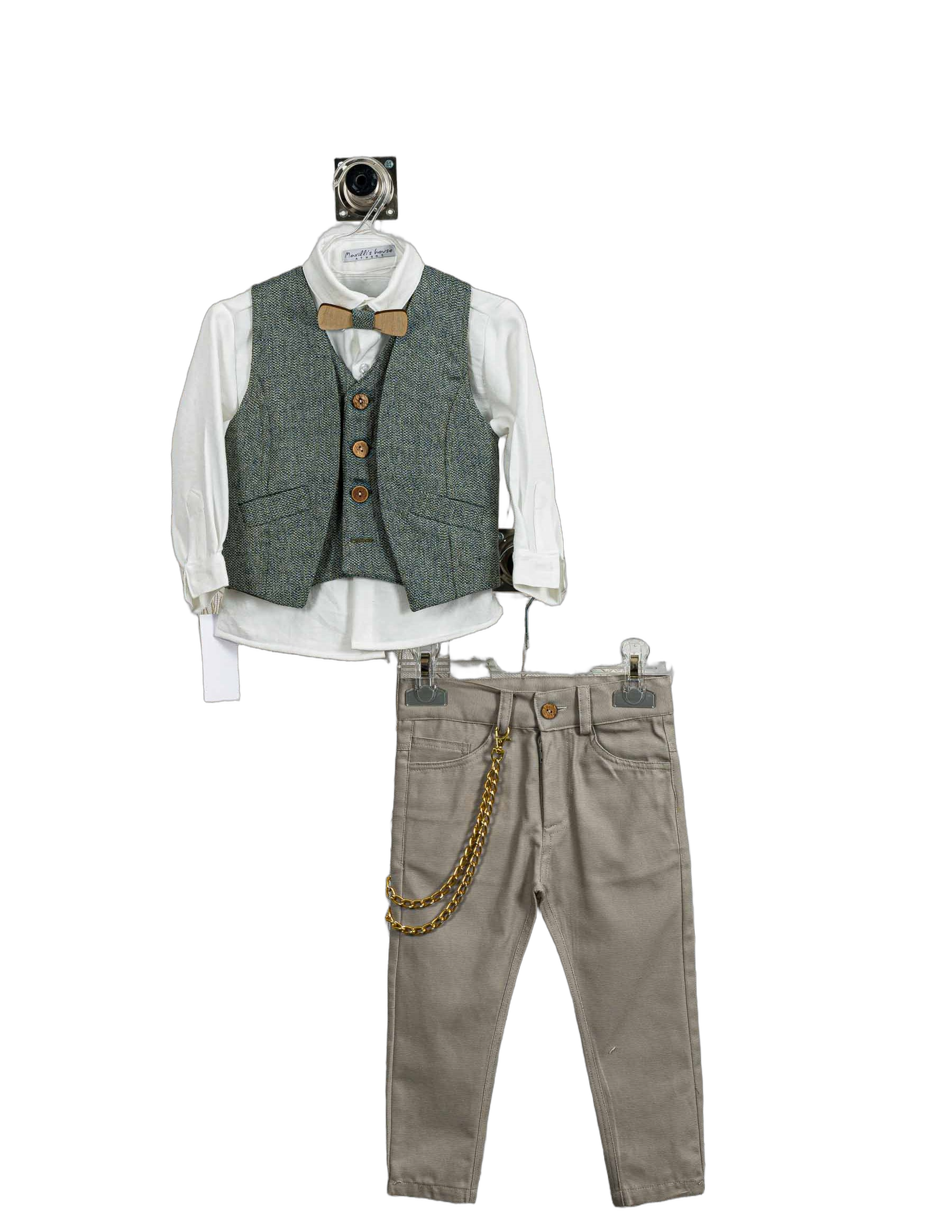 Βαπτιστικό Σετ Αγόρι με Γιλέκο & Παπιγιόν - Λευκό | 260370