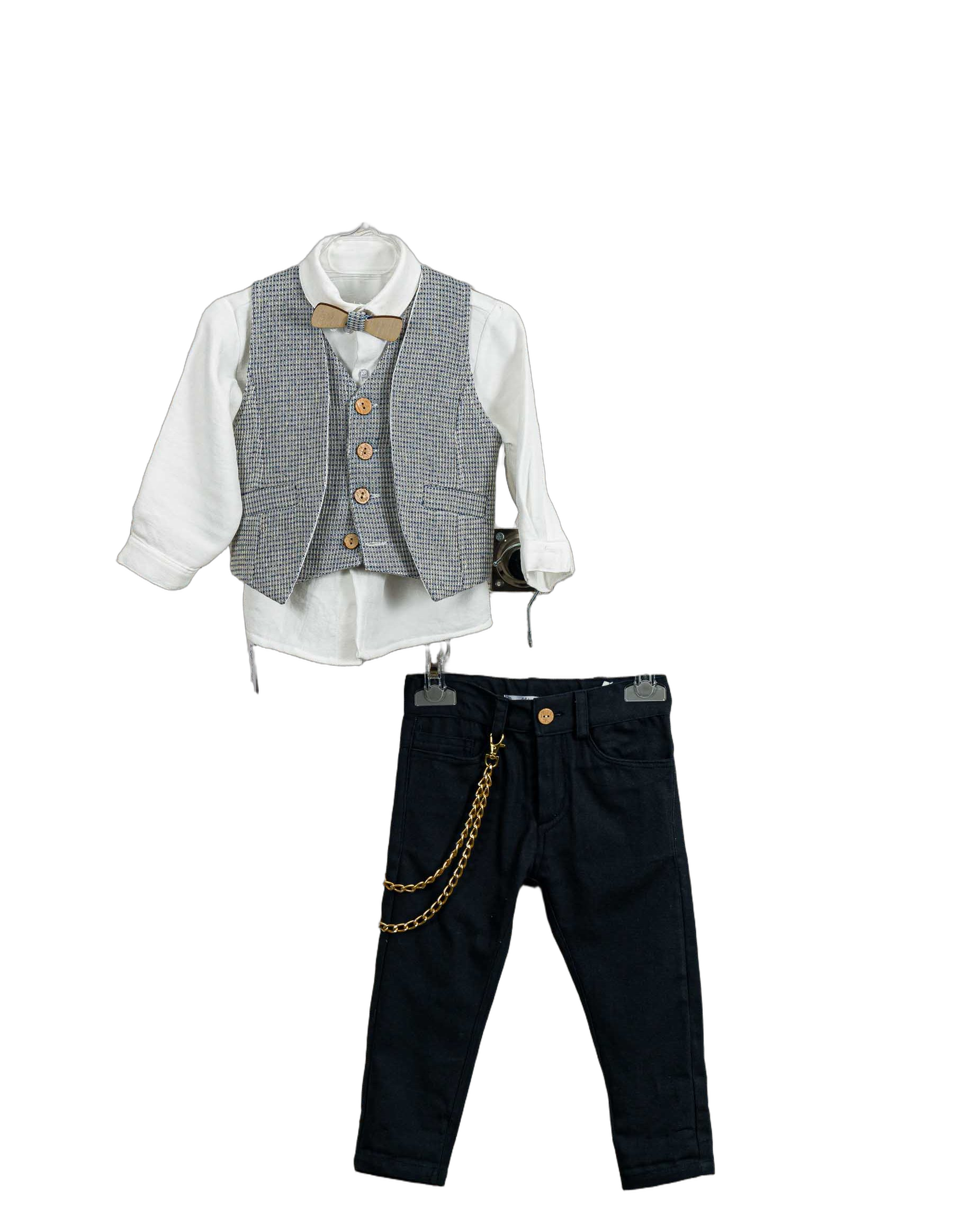 Βαπτιστικό Σετ Αγόρι με Γιλέκο & Παπιγιόν - Λευκό | 260470