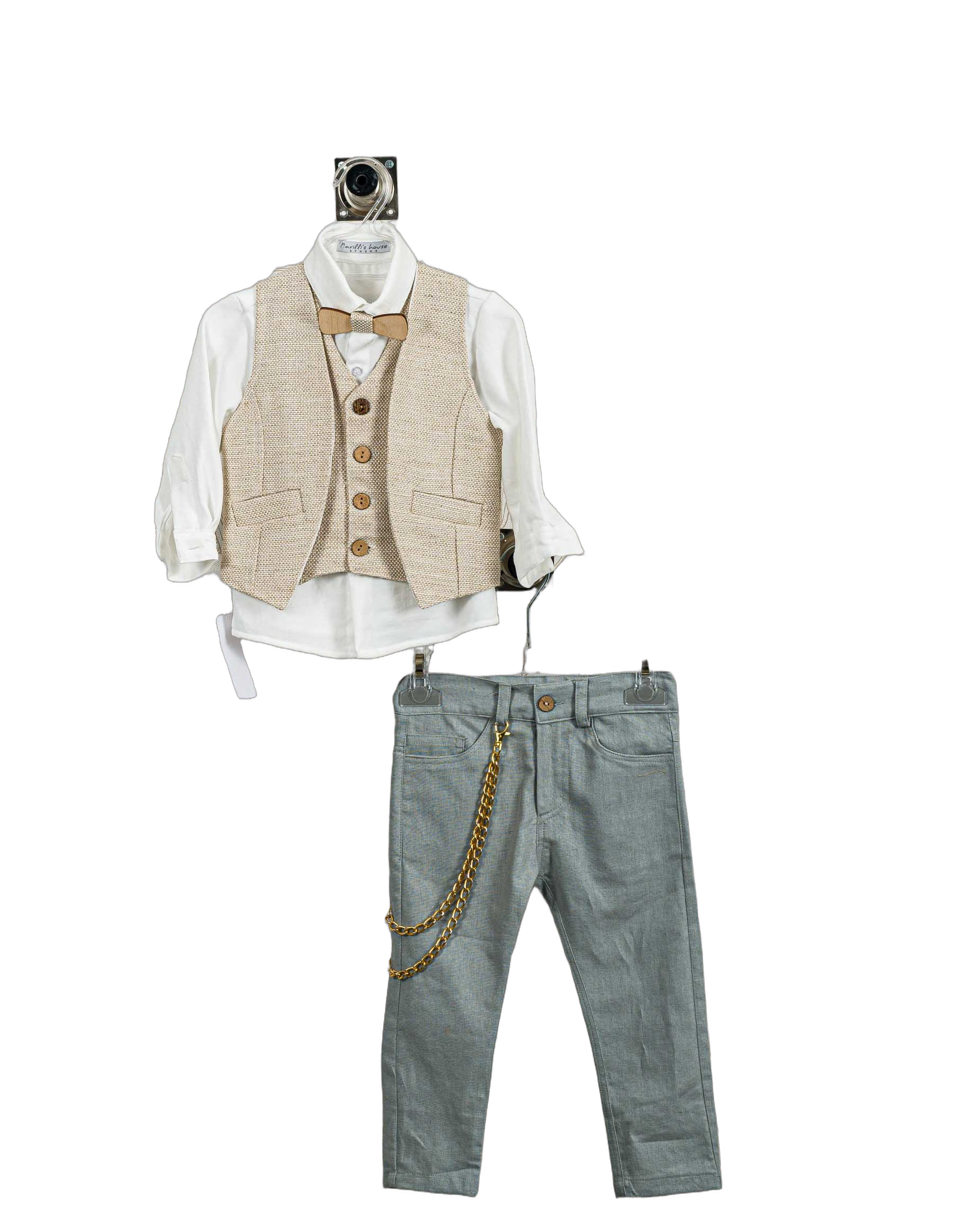 Βαπτιστικό Σετ Αγόρι με Γιλέκο & Παπιγιόν - Λευκό | 260570